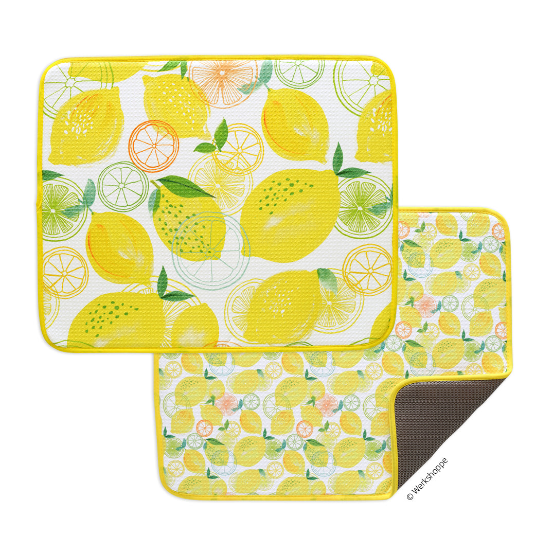 Lemon Plaid Dish Mat Set of 2
