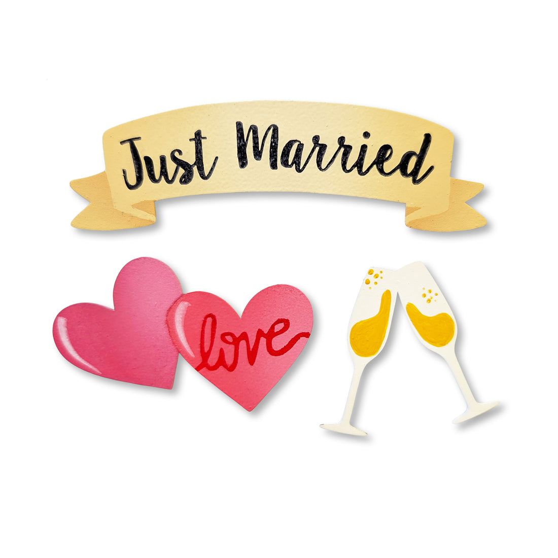 "Just Married" Banner Magnets S/3