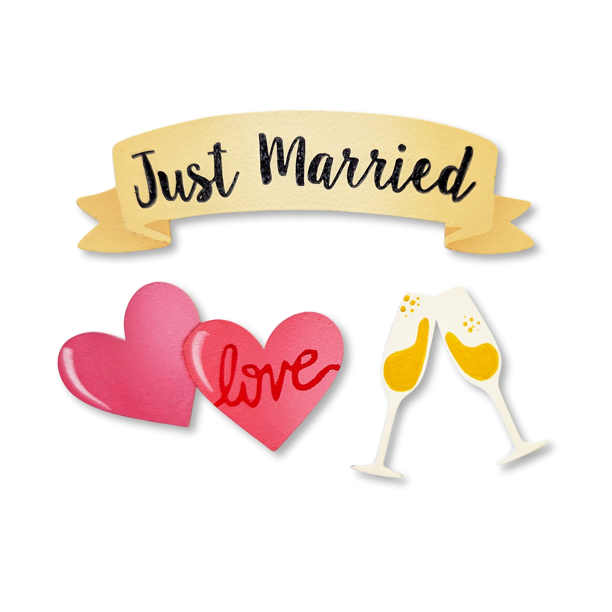 "Just Married" Banner Magnets S/3