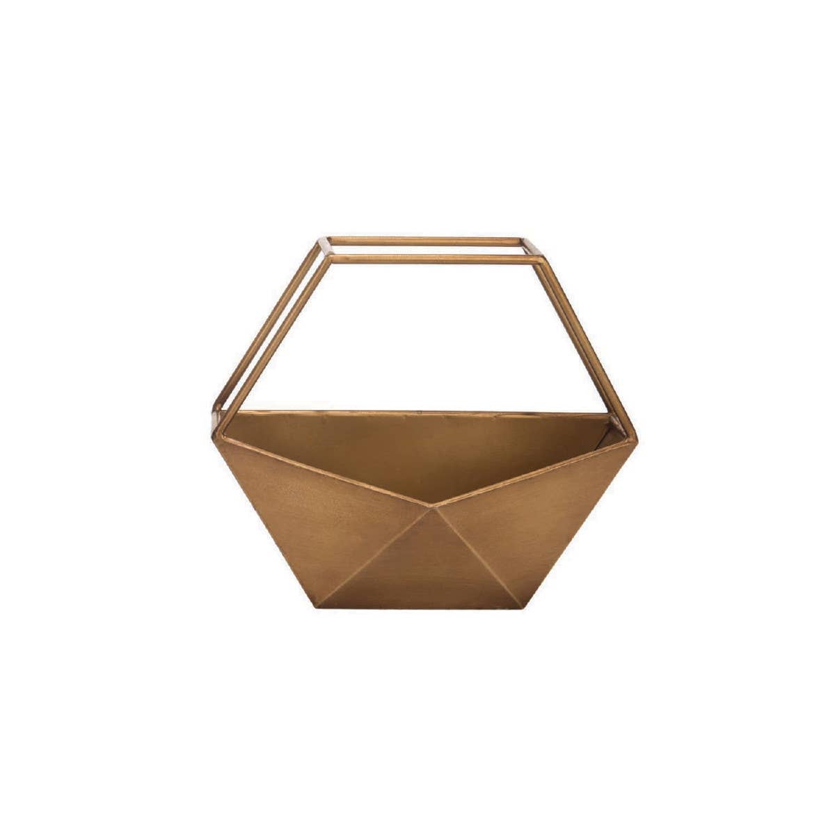 Bronze Geometric Metal Wall Planter Pot