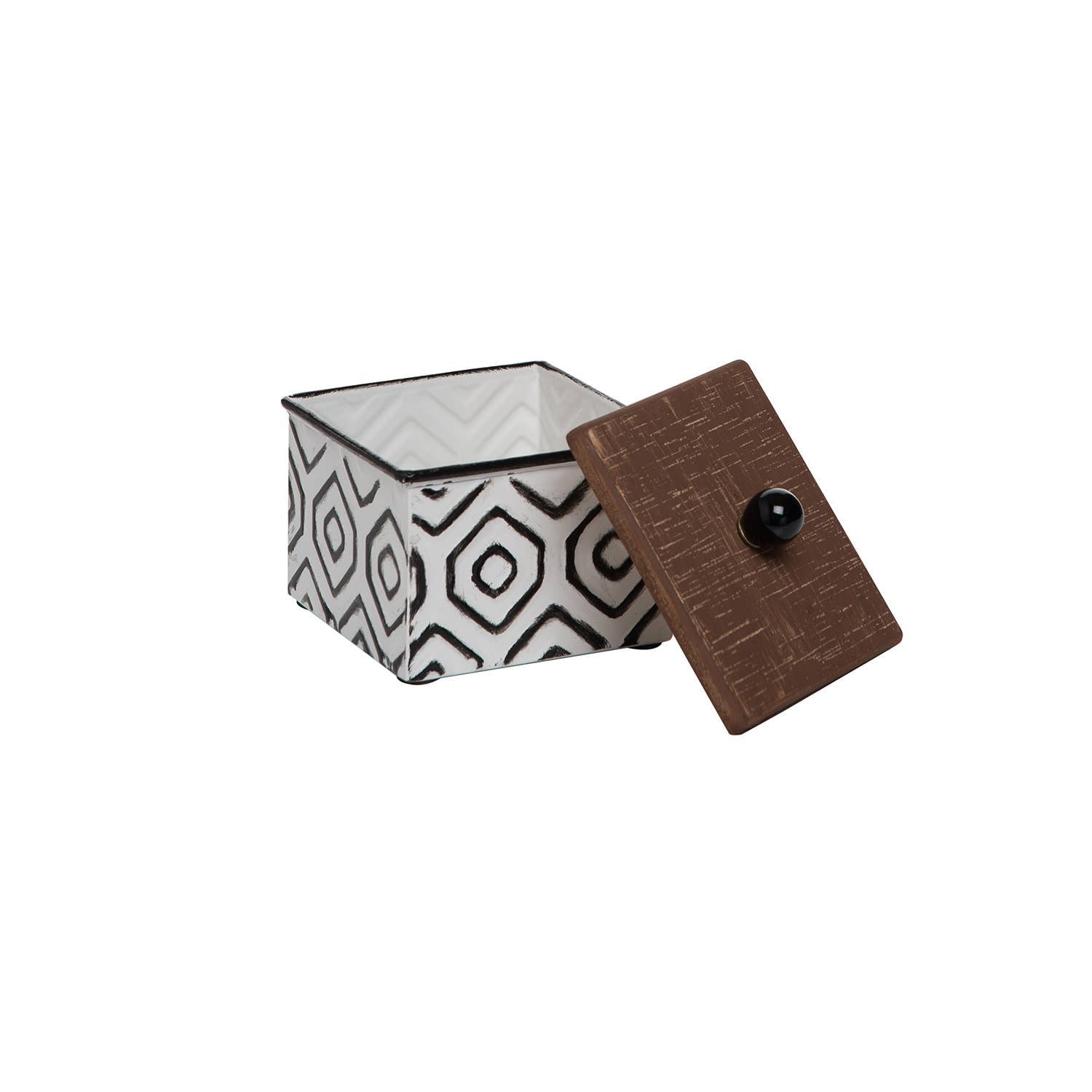 White Enamel Geo Jewelry Trinket Storage Container