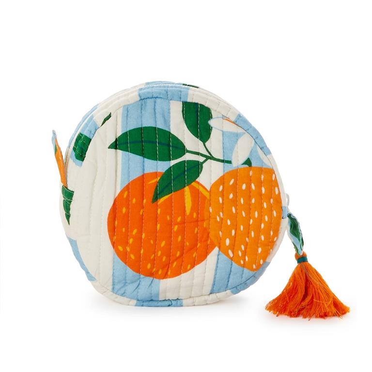 Orange Grove Round Zip Pouch