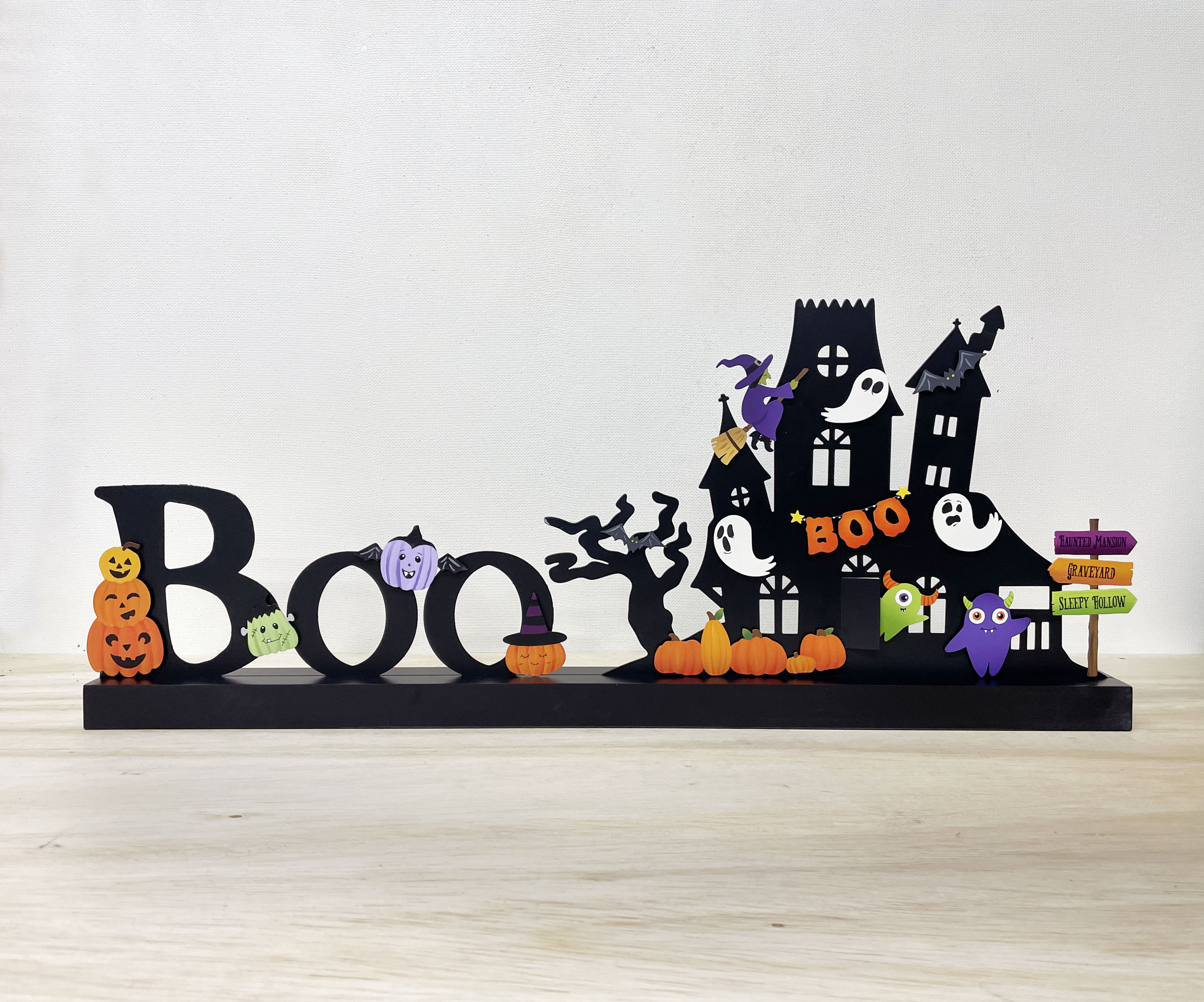 Spooky House Magnetic Decor with Wood Base