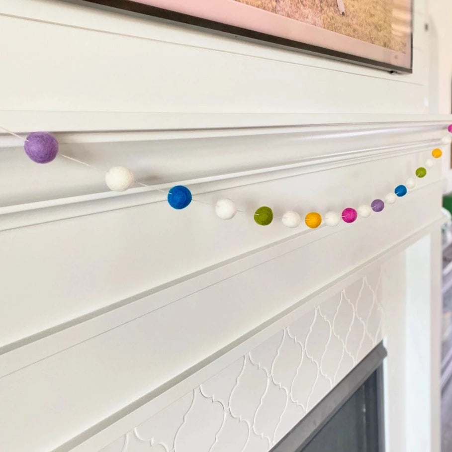 Bright Wool Felt Ball Garland