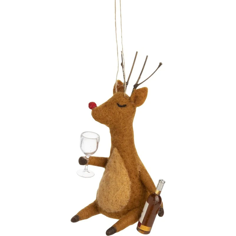 WINE BOTTLE HOLDER, REINDEER, WOOD