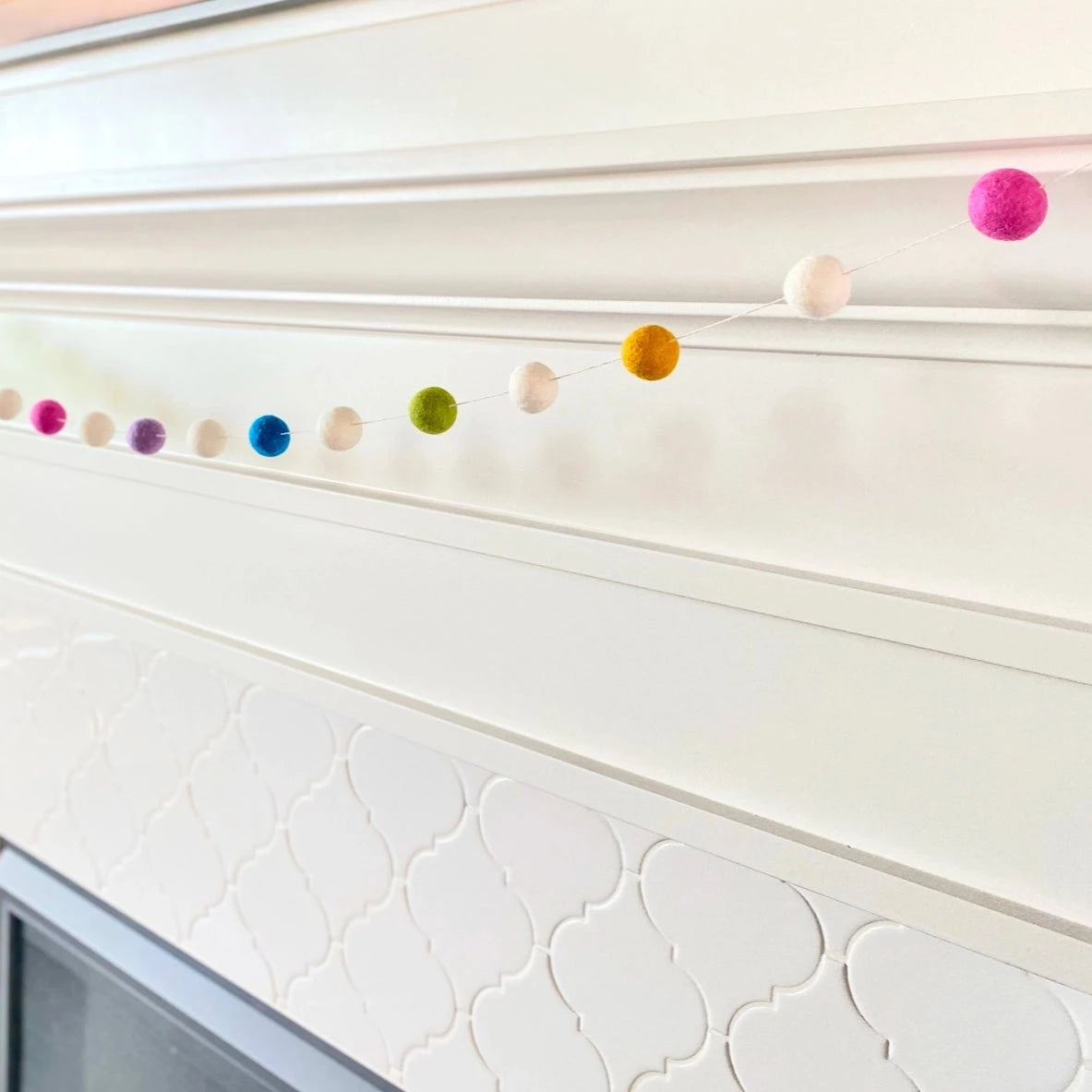 Bright Wool Felt Ball Garland