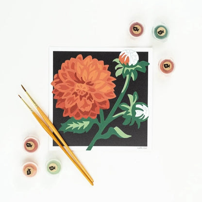 Dahlias Mini Paint-By-Number Kit