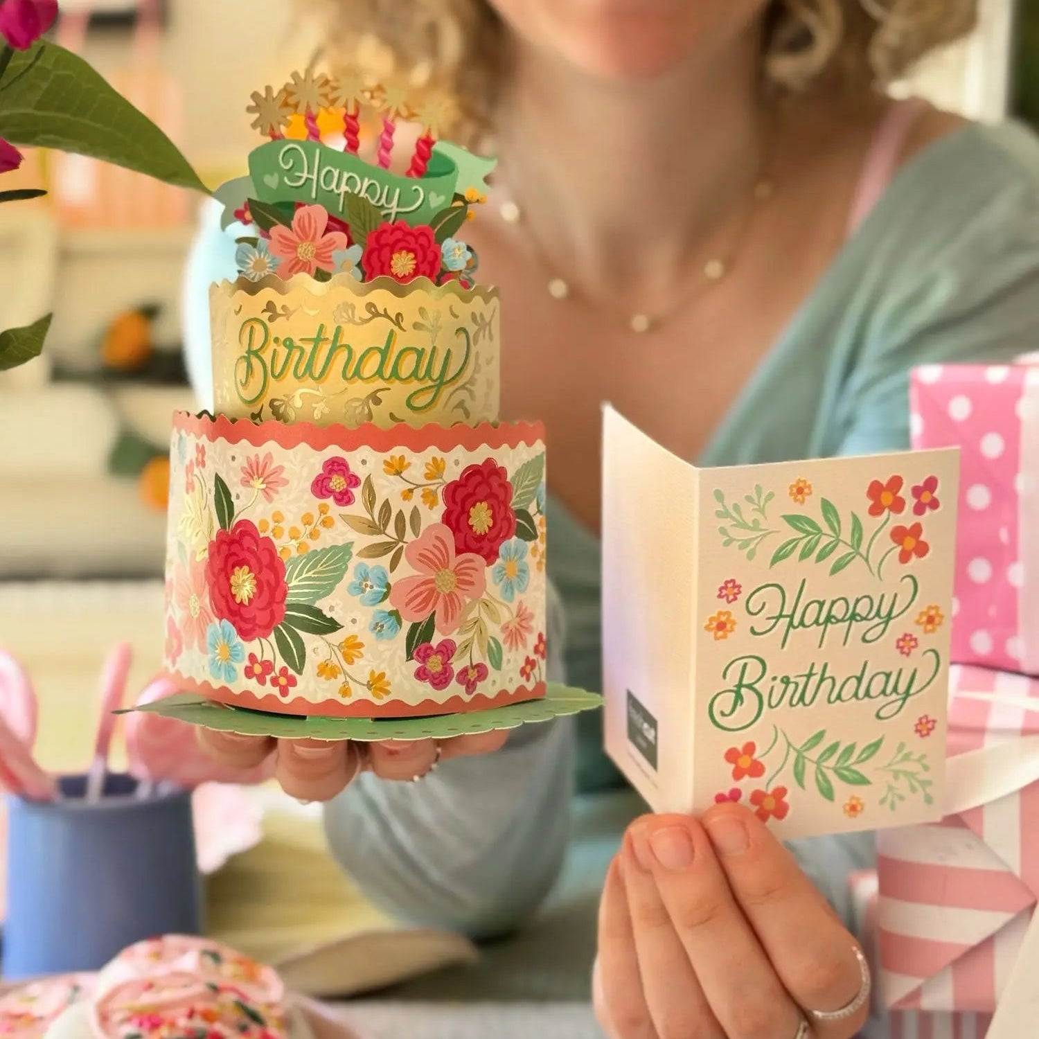 Mini Blooming Birthday Cake Pop-Up Card