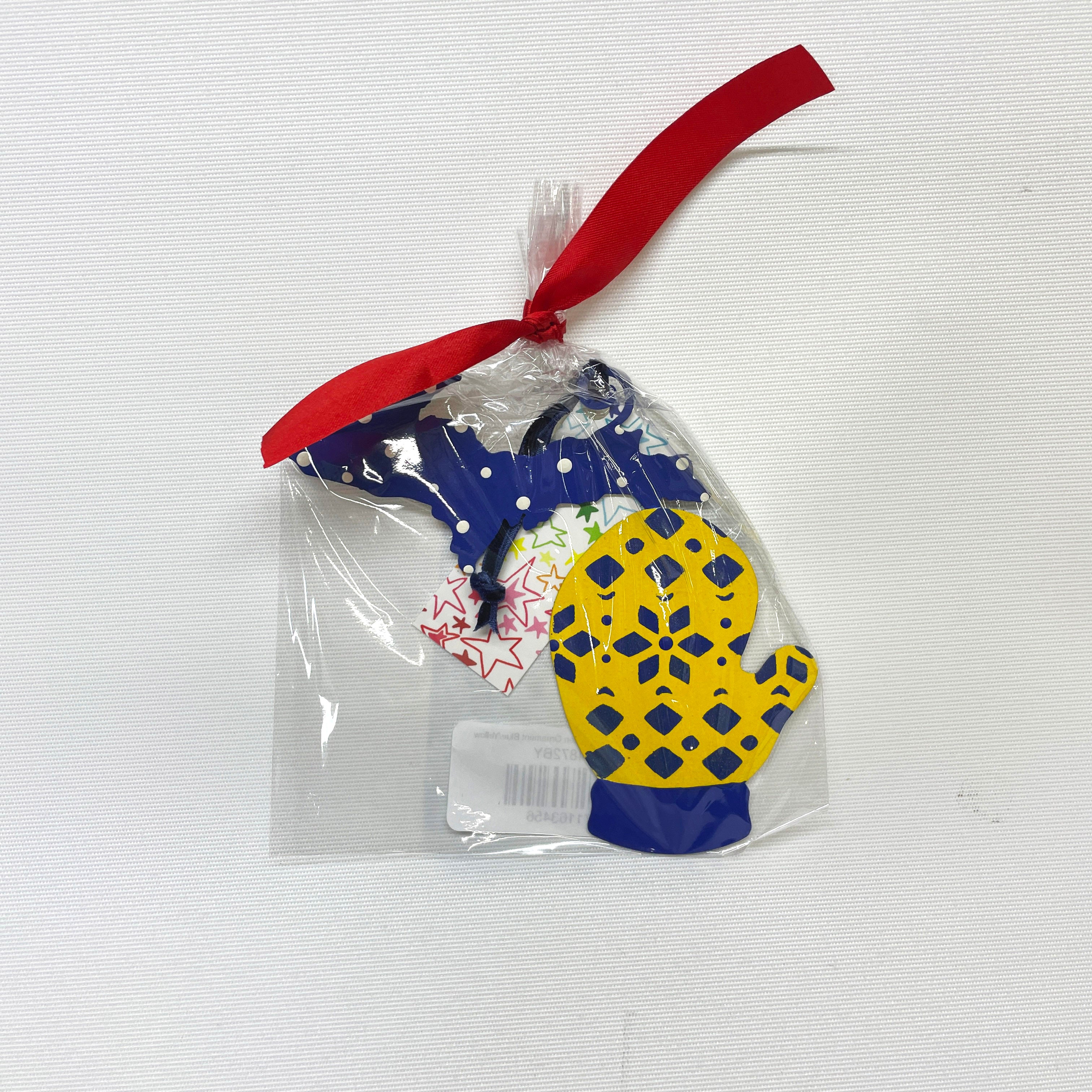 Michigan LP/UP Mitten Ornament Blue/Yellow