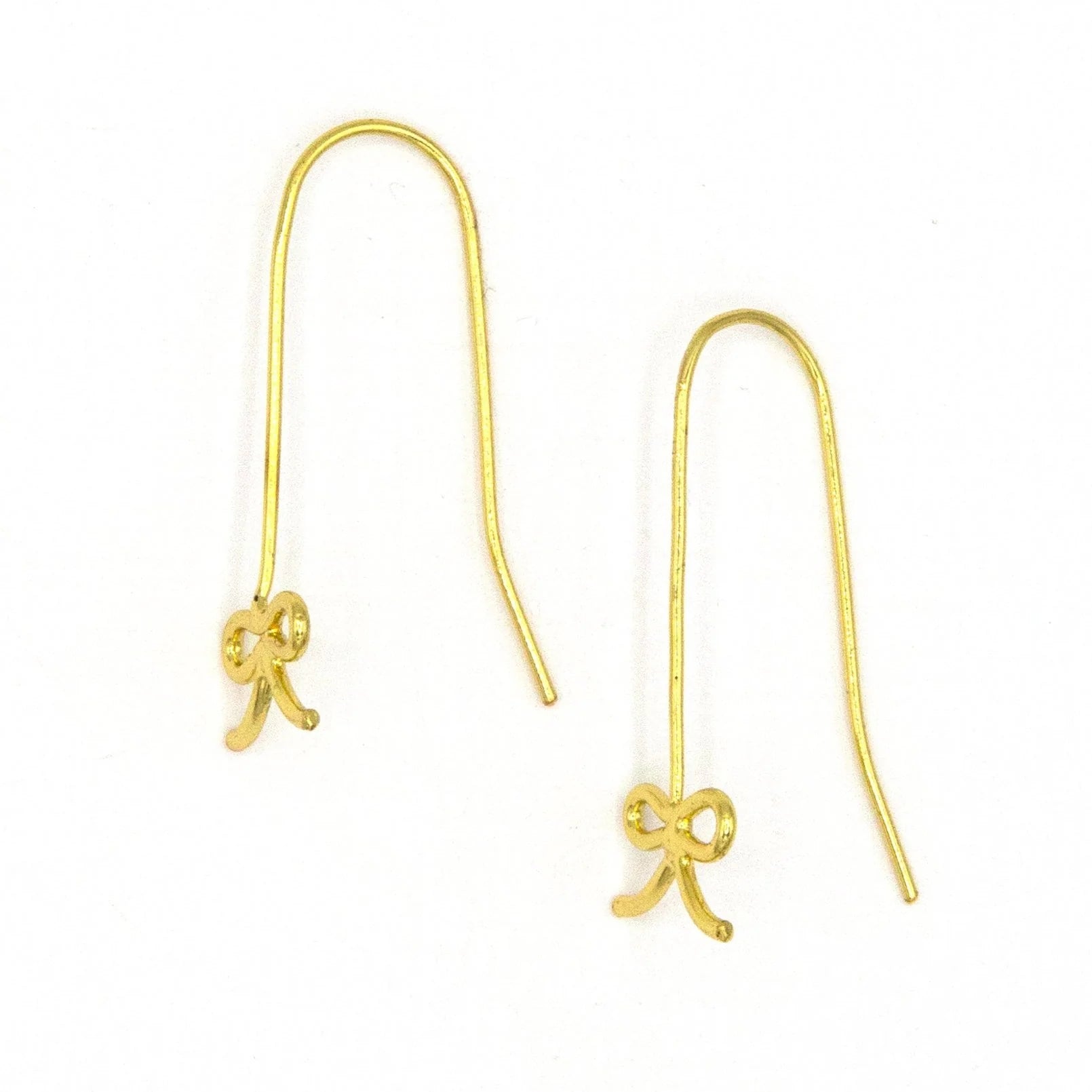 Bow Drop Earrings - Gold