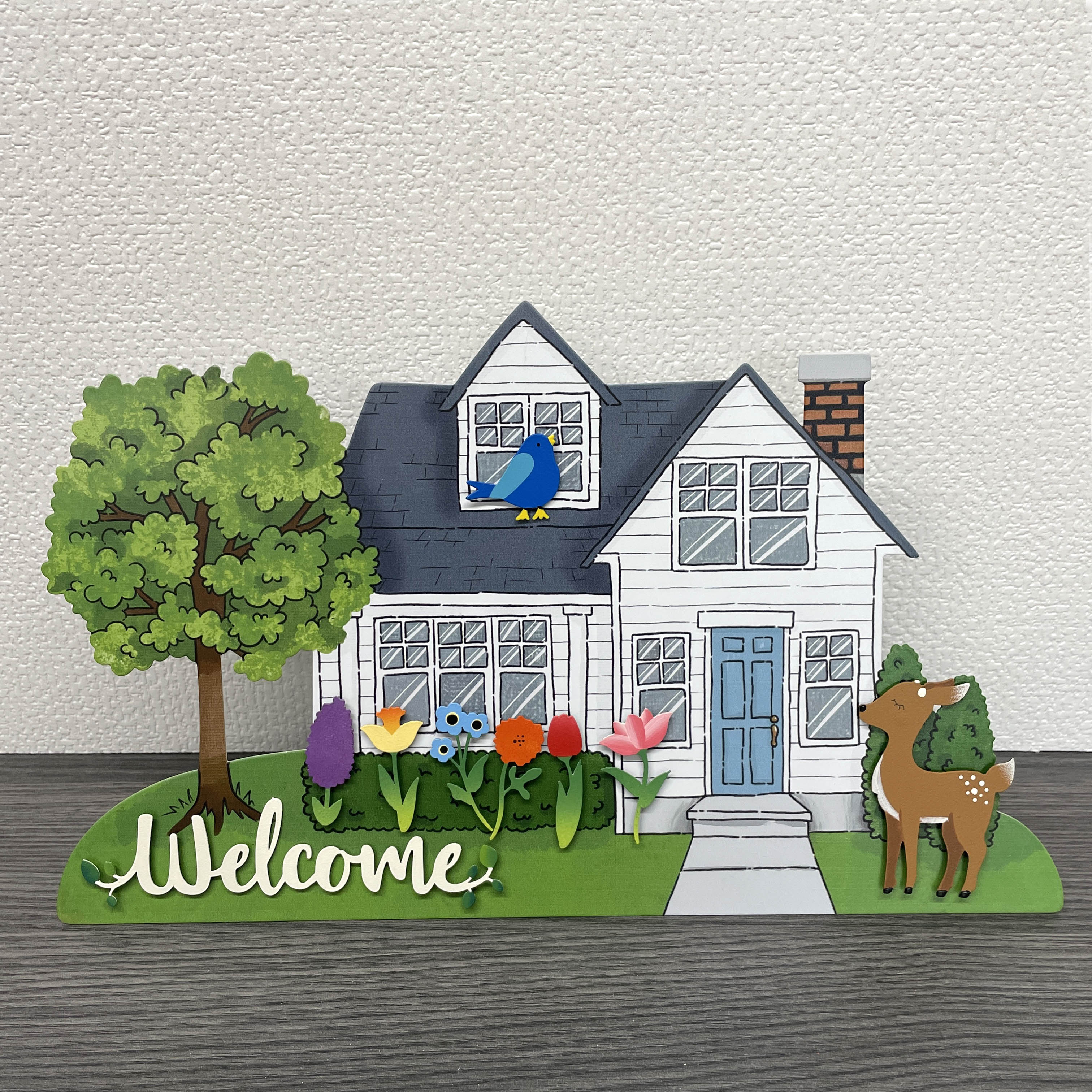 "Welcome" w/ Greenery Magnet - 7" White