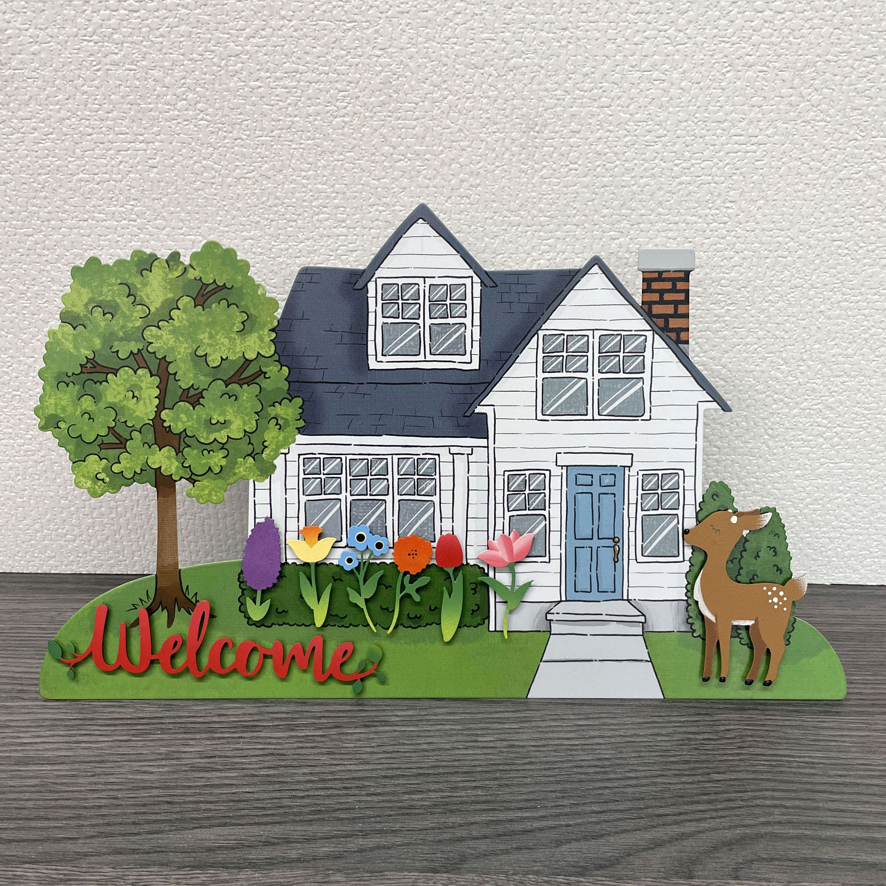 Welcome w/ Greenery Magnet - 7" Red