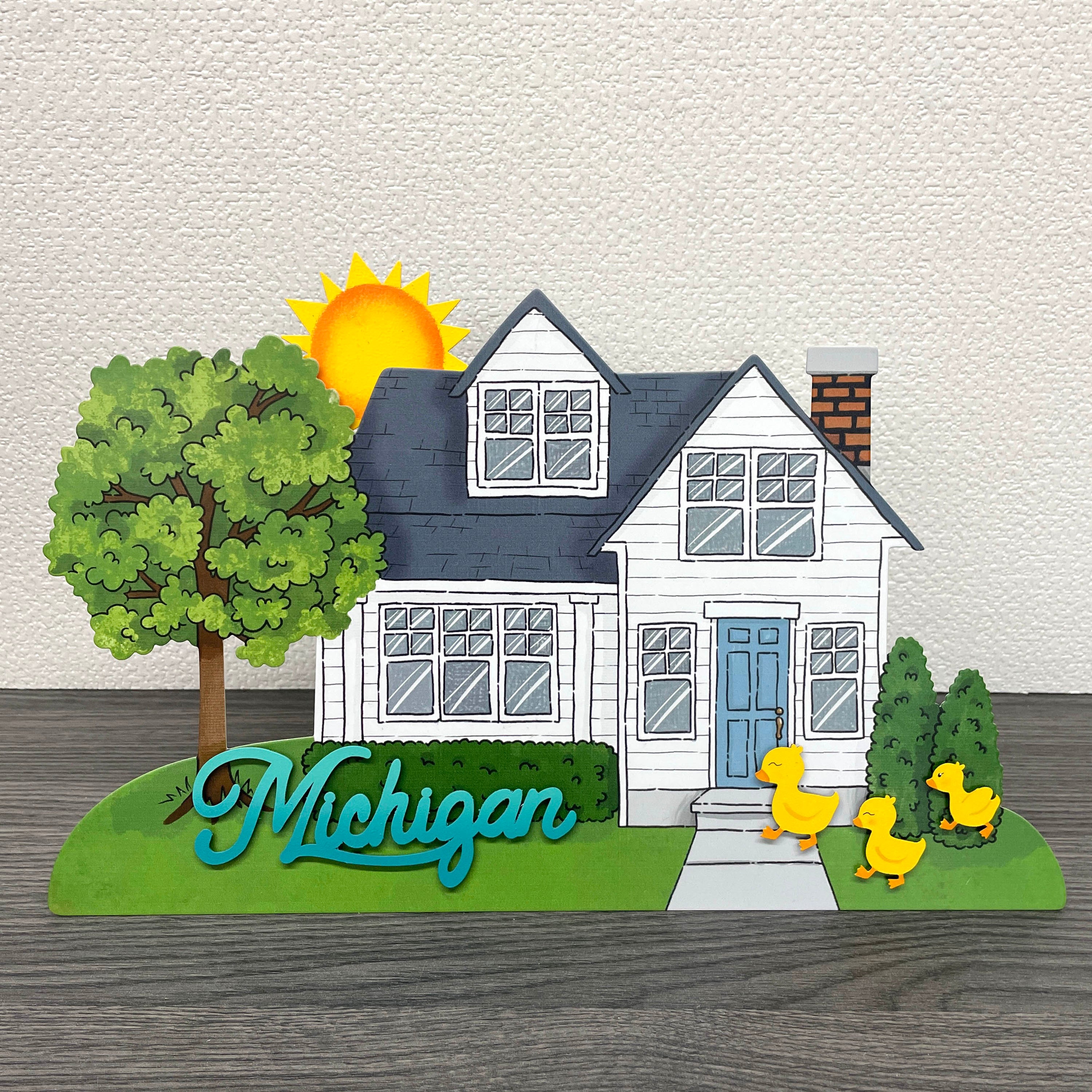 Blauer Magnet mit „Michigan“-Schriftzug
