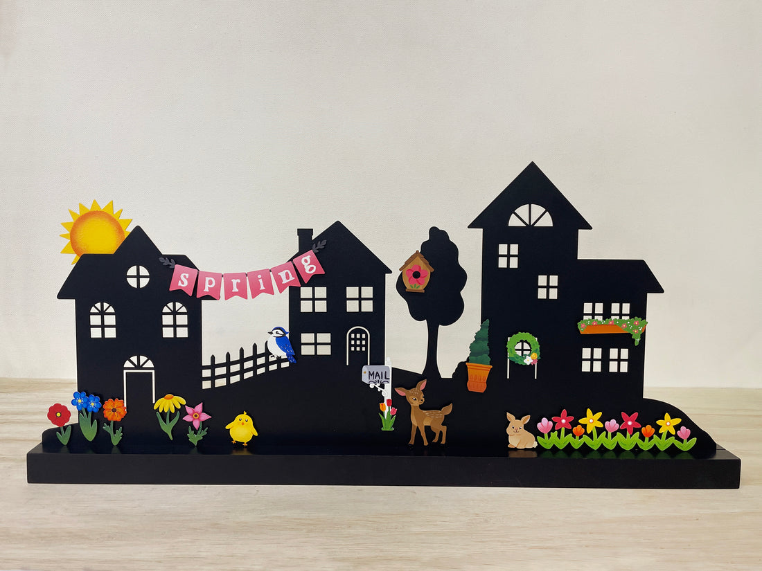 Everyday Neighborhood Silhouette w/ Wood Base