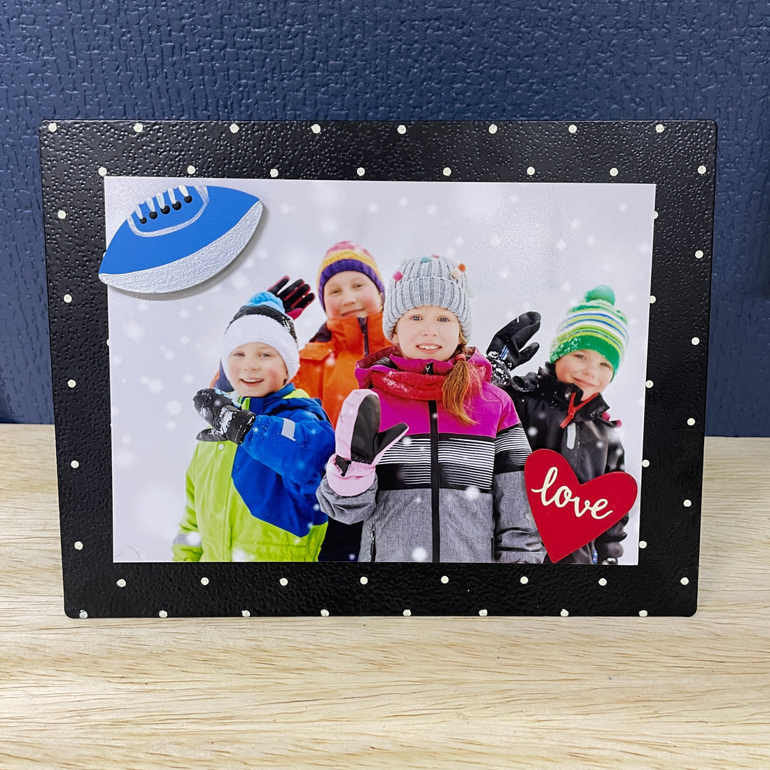 Football Magnet, Single, Blue & Silver