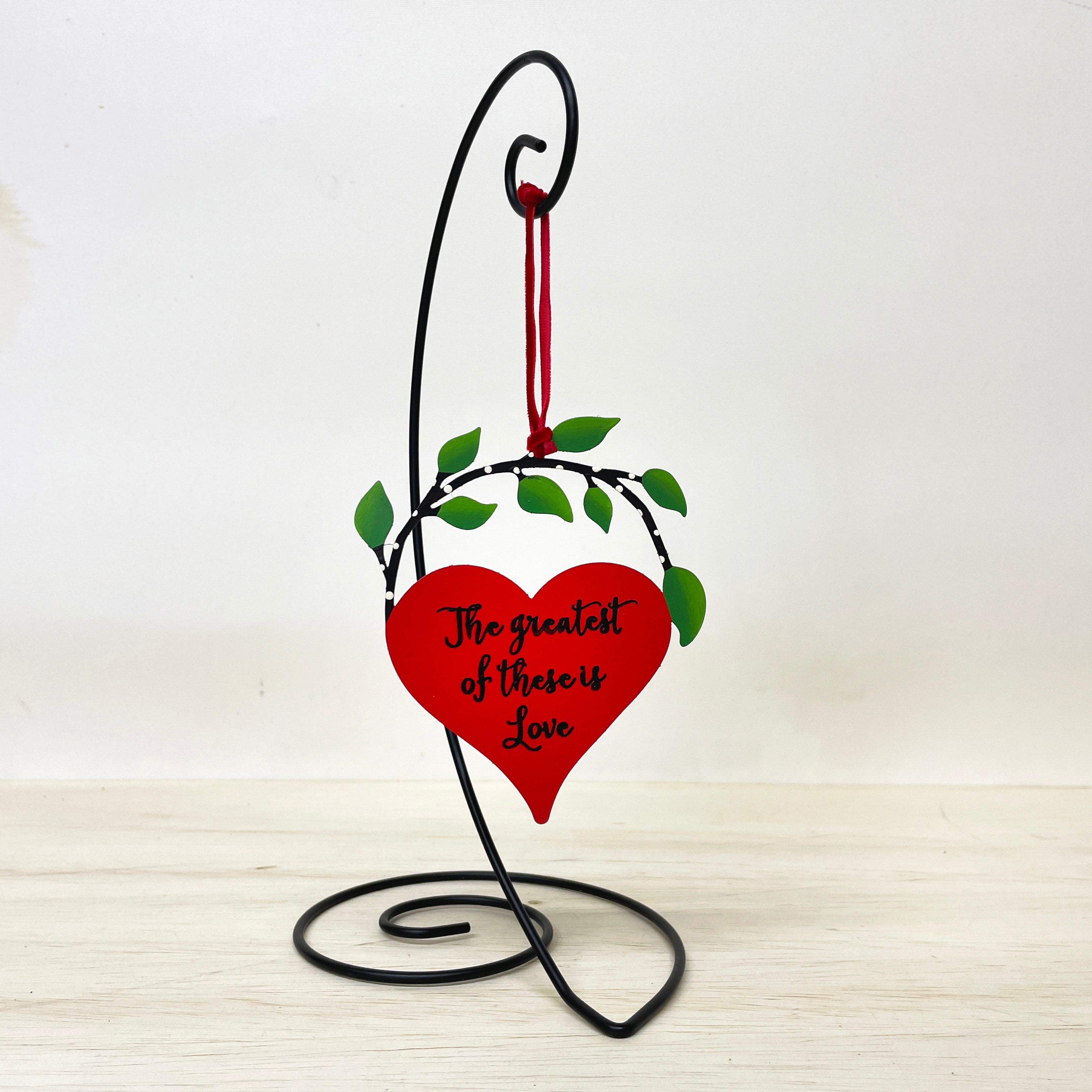 "Greatest Of These Is Love" Heart w/ Vine Ornament