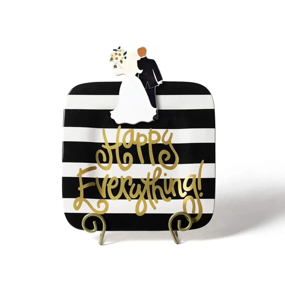 Black Stripe Mini Happy Everything! Square Platter