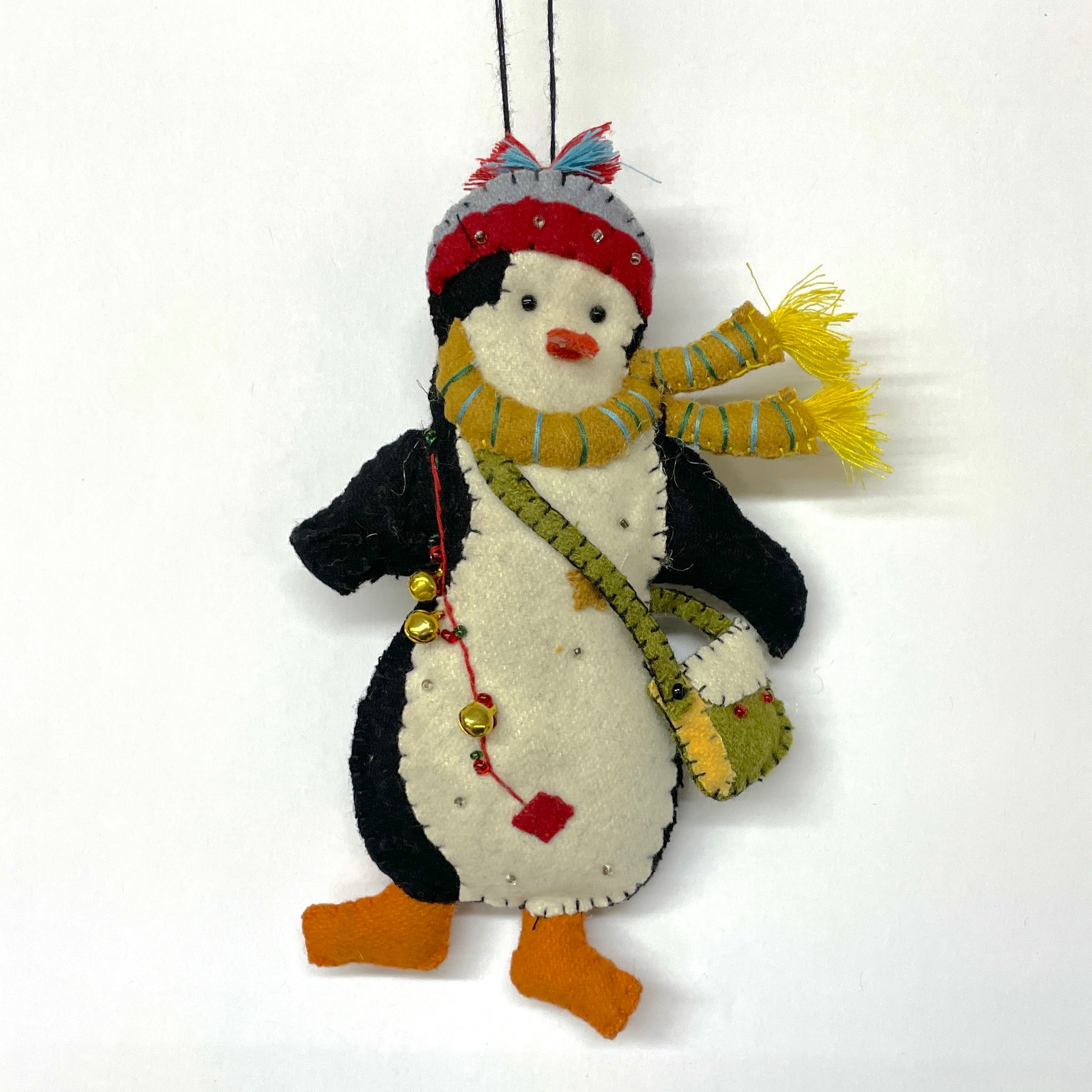 Embroidered Felt Penguin Ornament 6"h