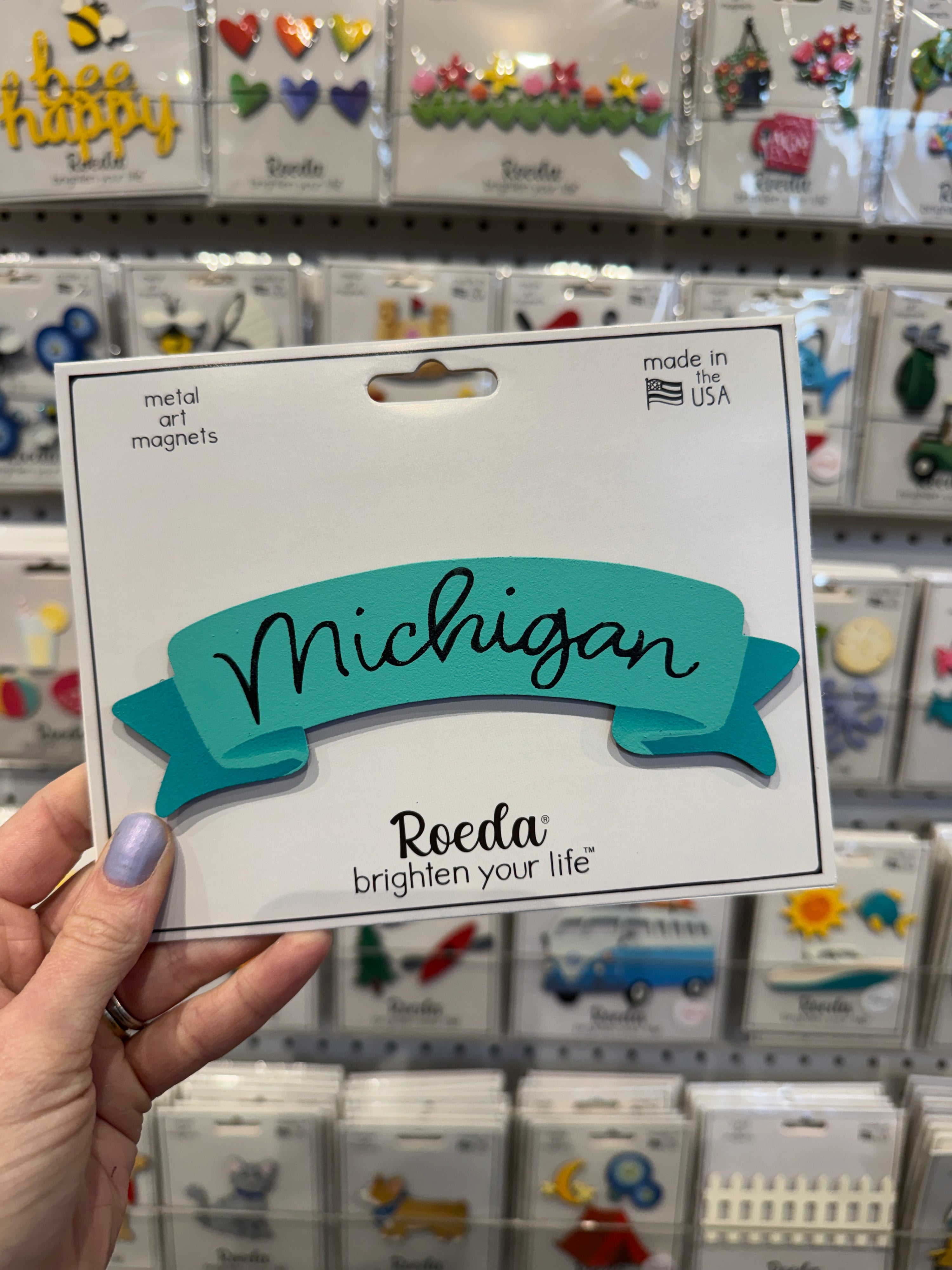 „Michigan“-Banner-Magnet blau