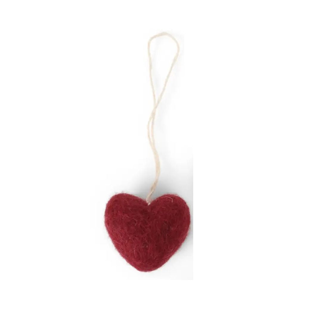 Felt Mini Heart Ornament - Red