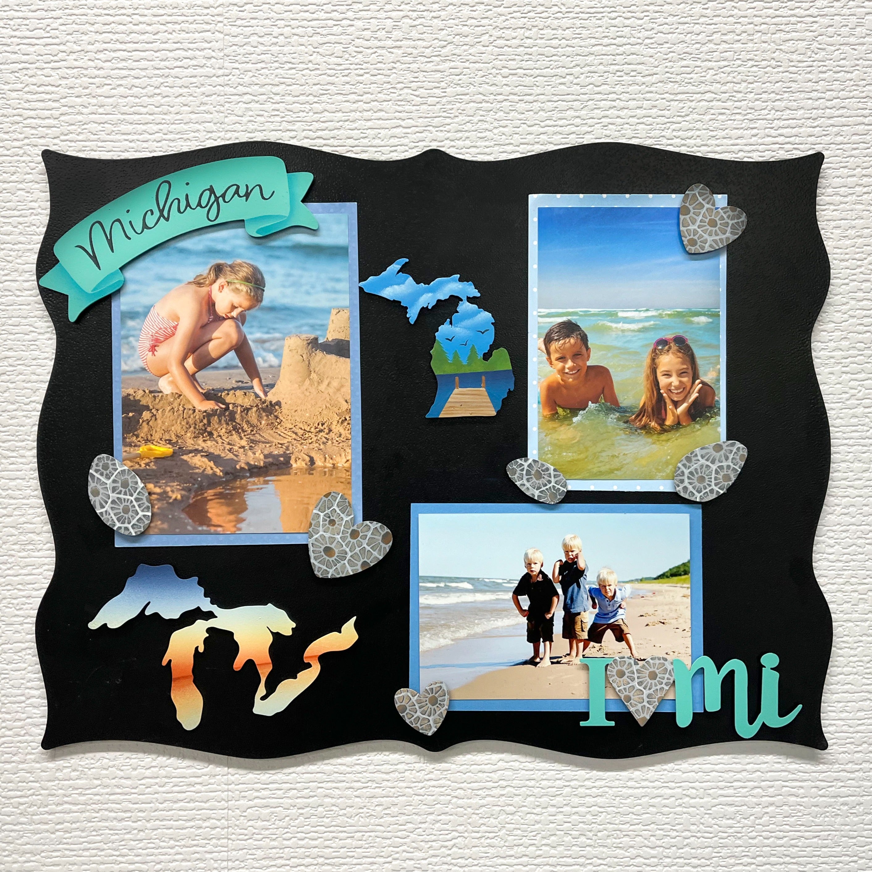 Petoskey Stone Heart Magnets S/3