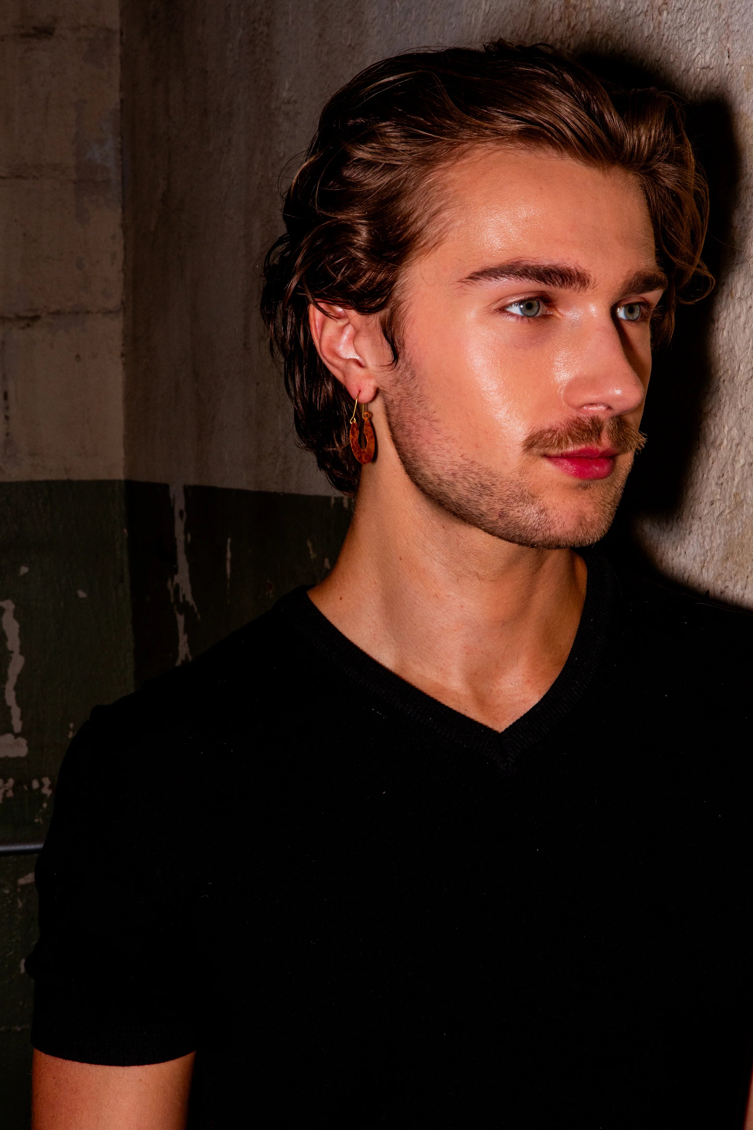 Patina Hammered Hoop Earrings - Red