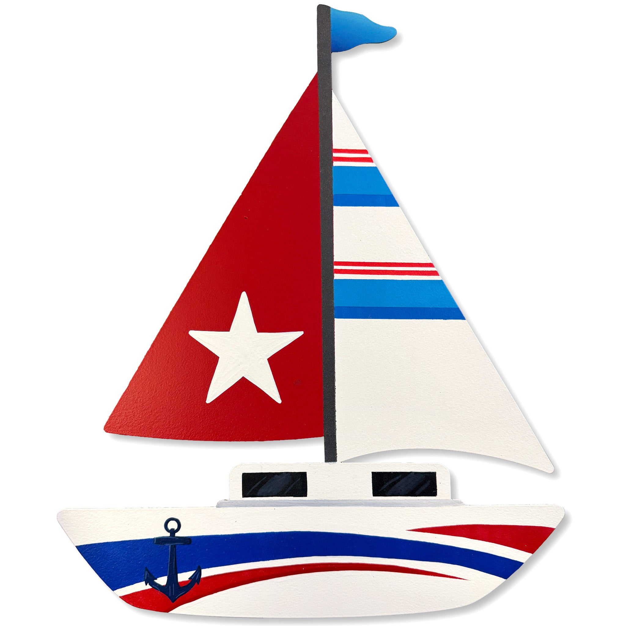Sailboat Magnetic Wall Art (Red Sail w/ Star)