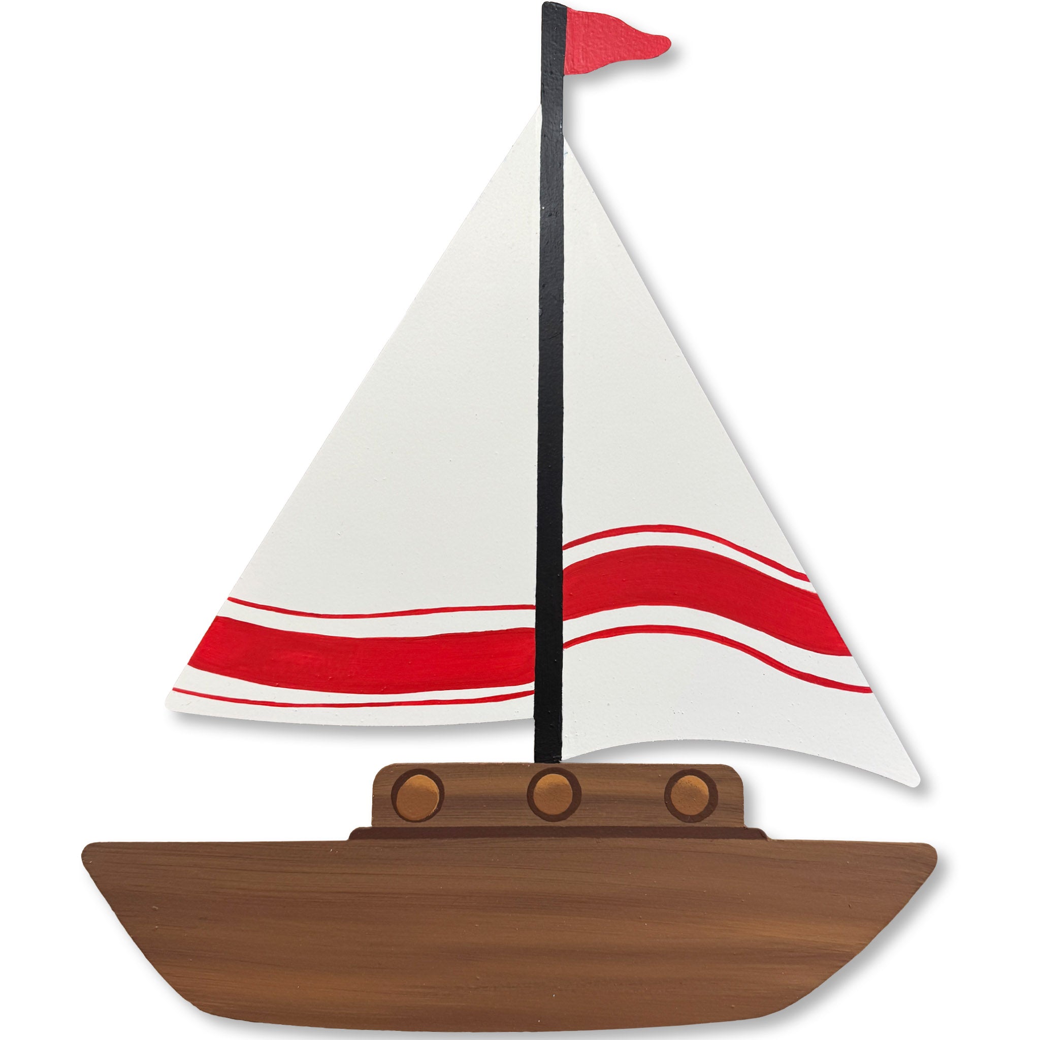 Sailboat Magnetic Wall Art (Red Stripe)