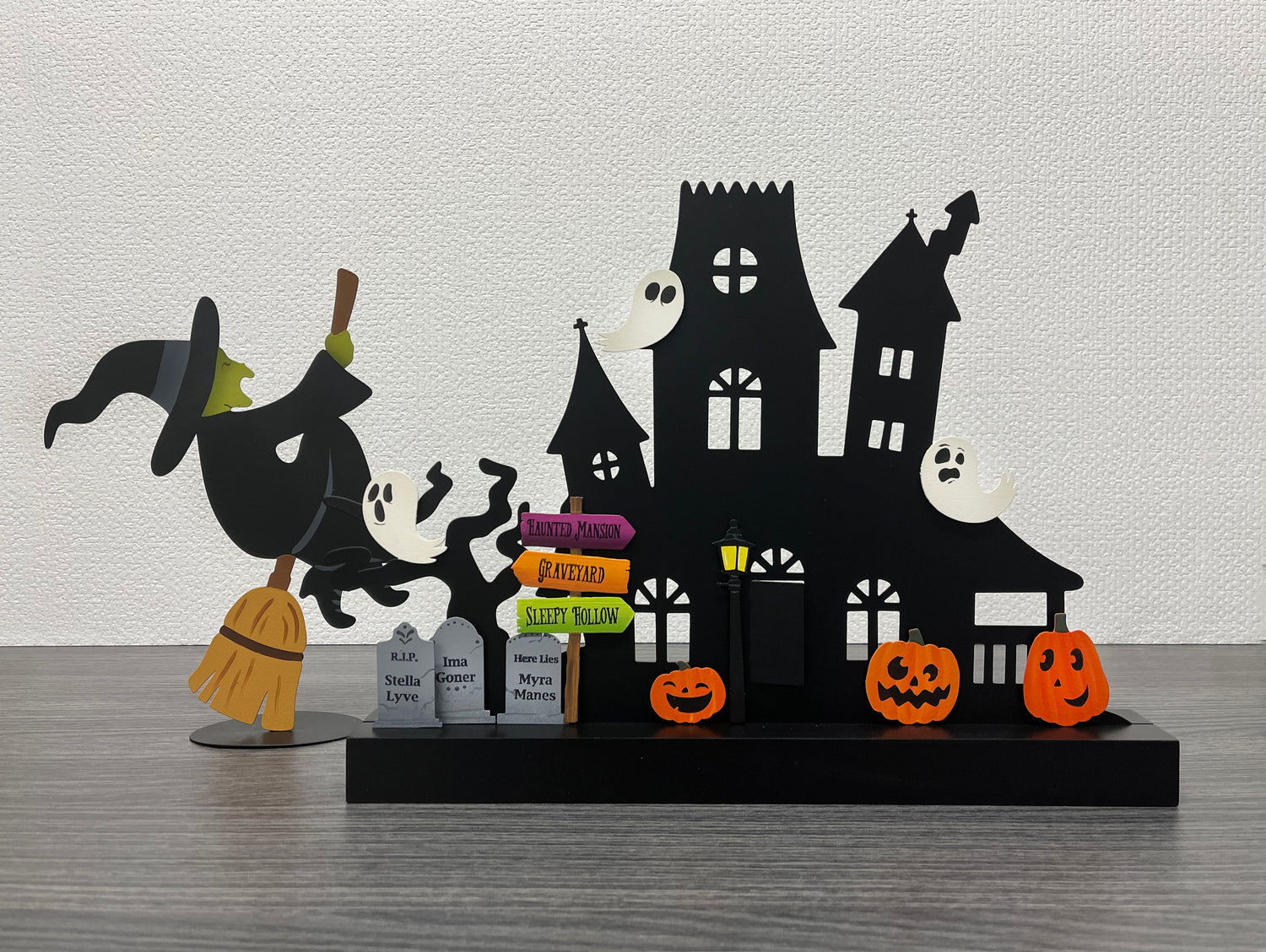 Spooky House Magnetic Decor with Wood Base