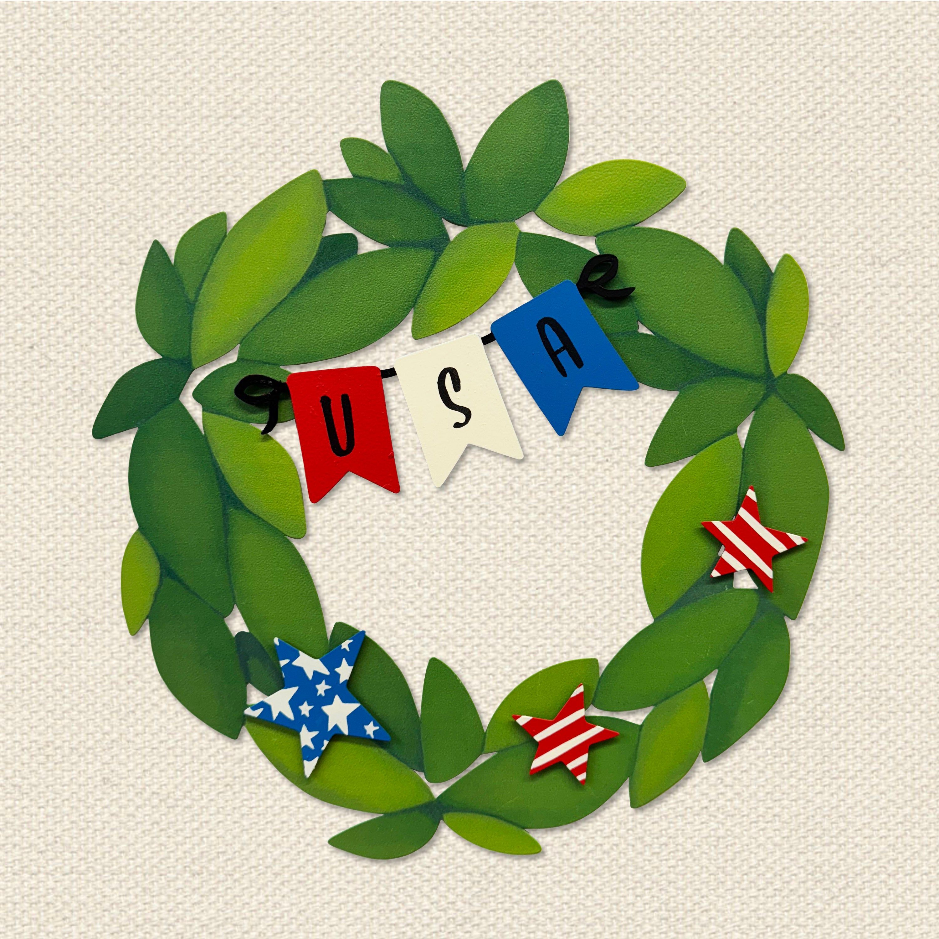 "USA" Patriotic Wreath Kit Magnets S/4