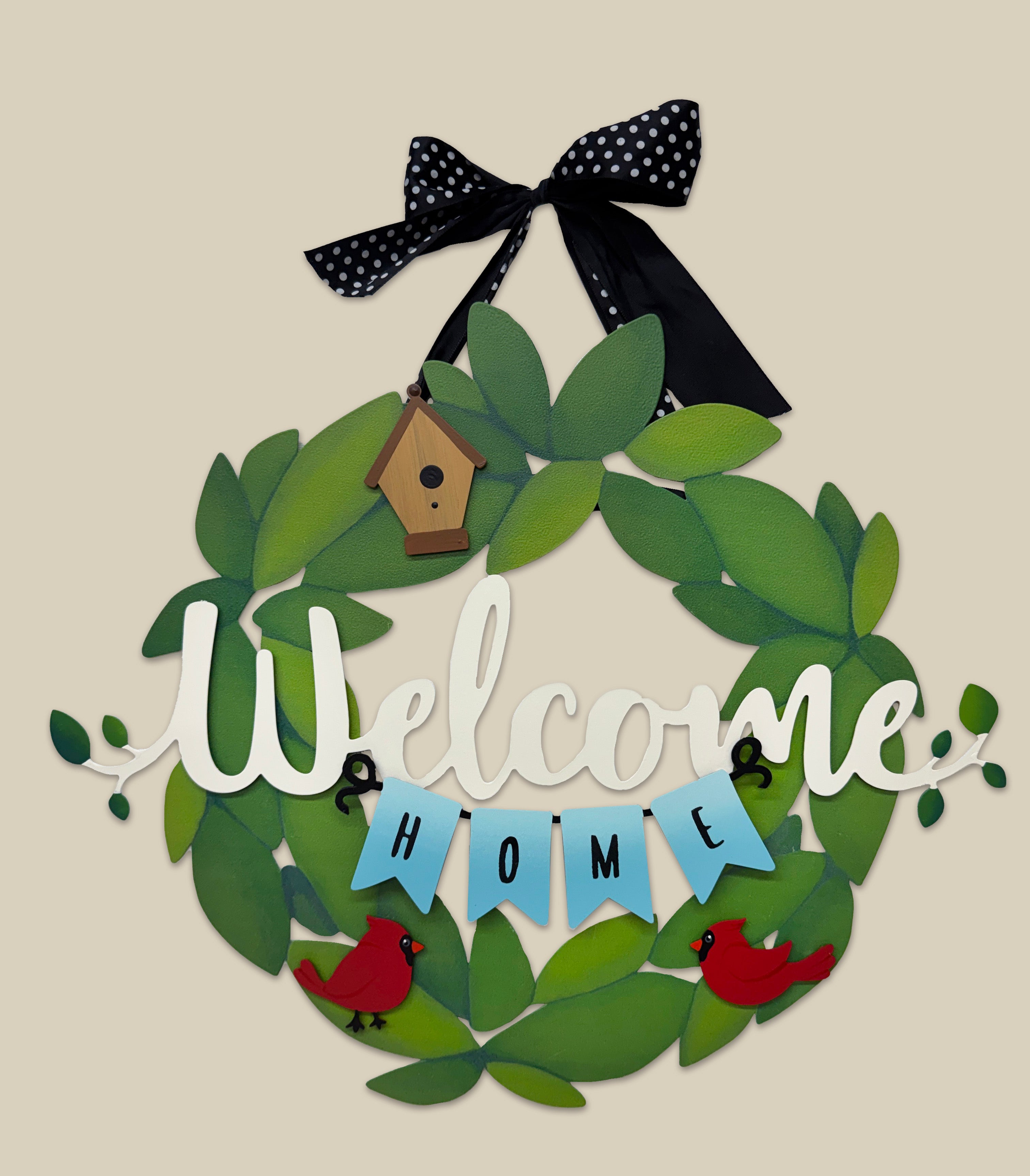 "Welcome" Magnetic Word w/ Greenery - 18" White