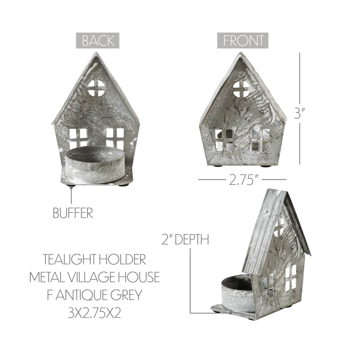 Metal Village House Tealight Holder Gable (3")