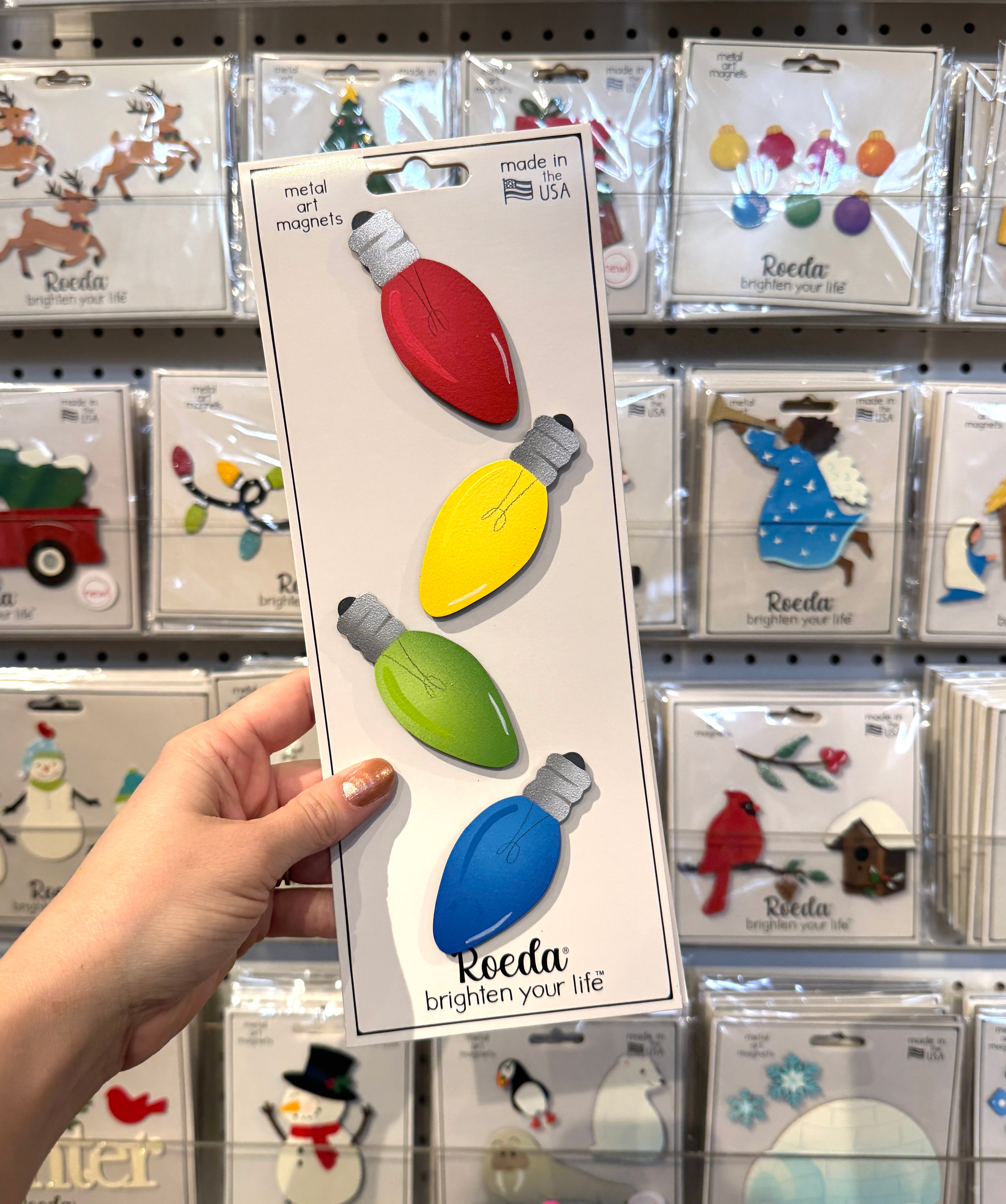 Christmas Light Bulb Mini Art Pop Magnets S/4 (Classic)