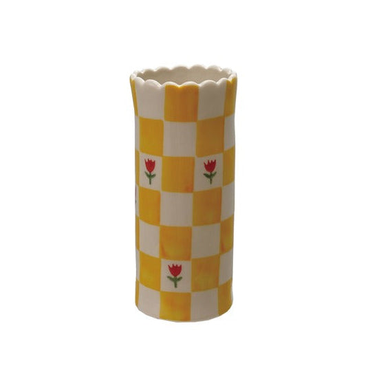Yellow Checked Vase