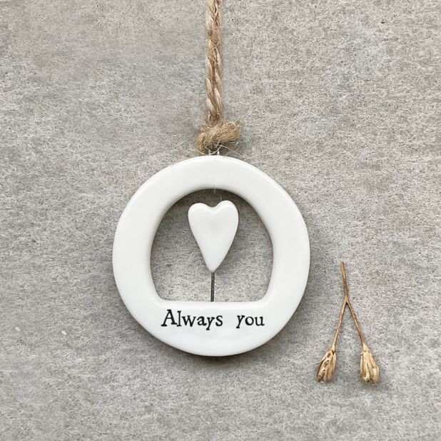 Cut Out Porcelain Sentiment Ornaments