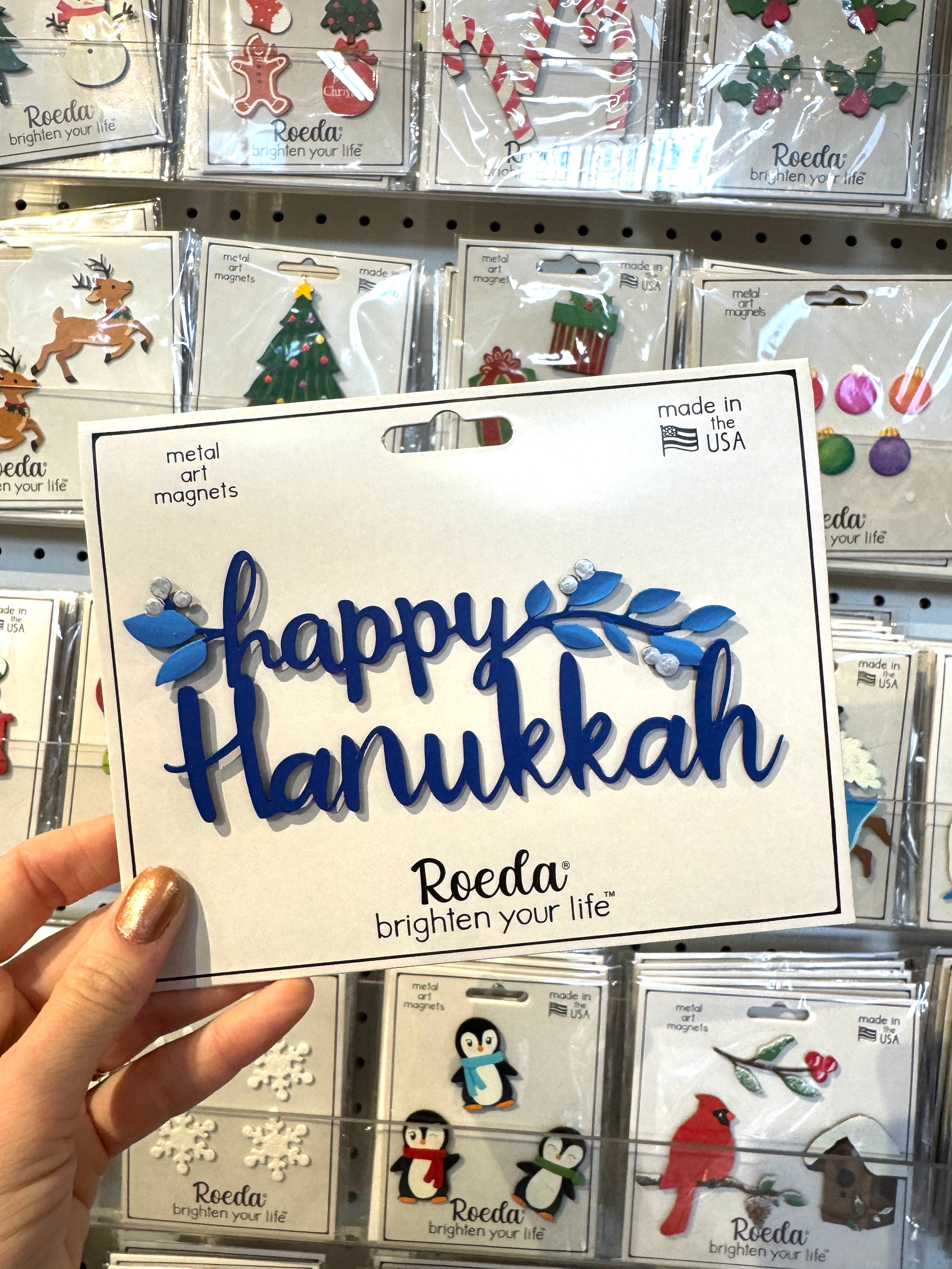 "Happy Hanukkah" Magnet Blue