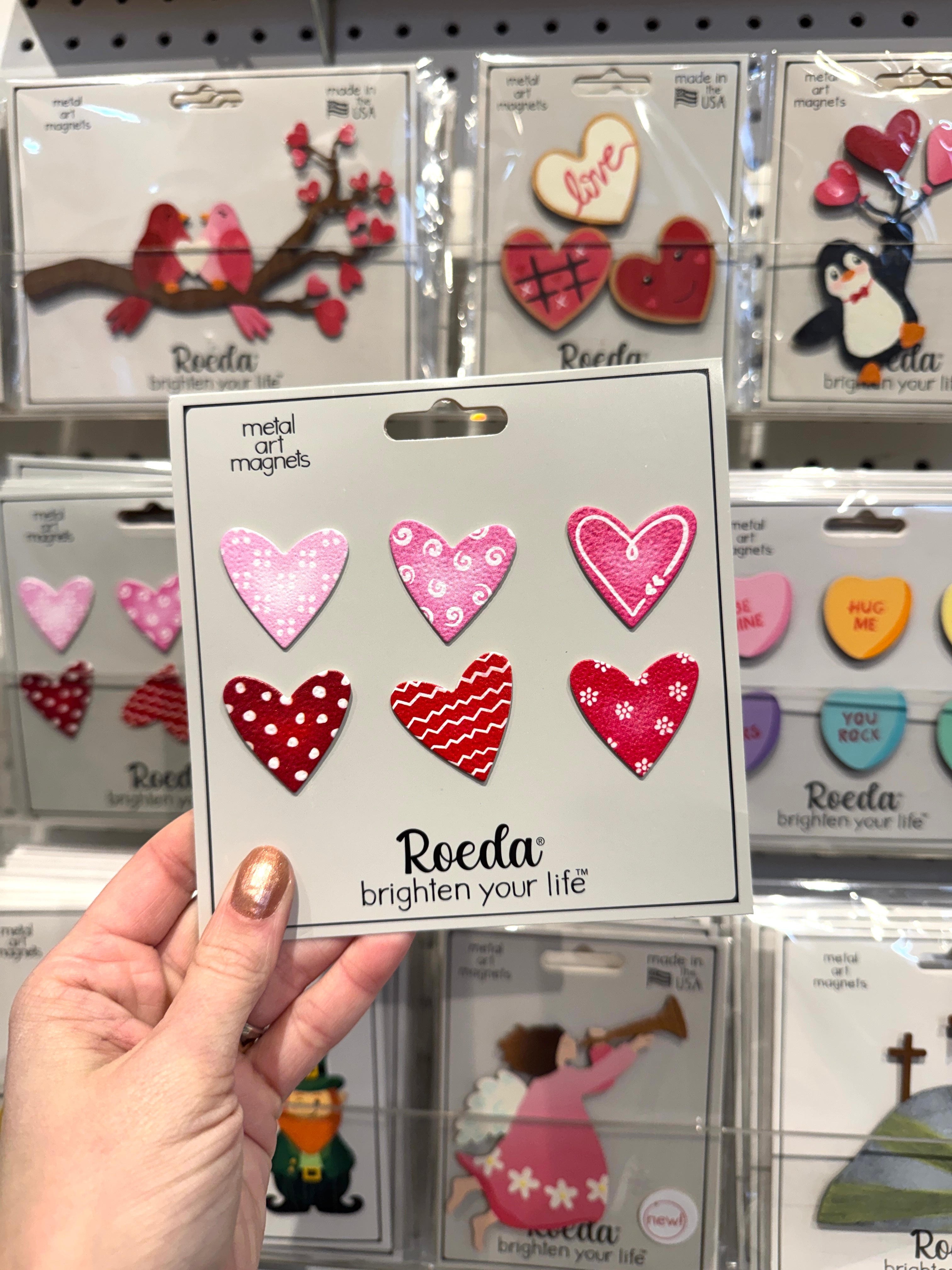 Herz mit Mustermagneten S/6 Rot/Rosa