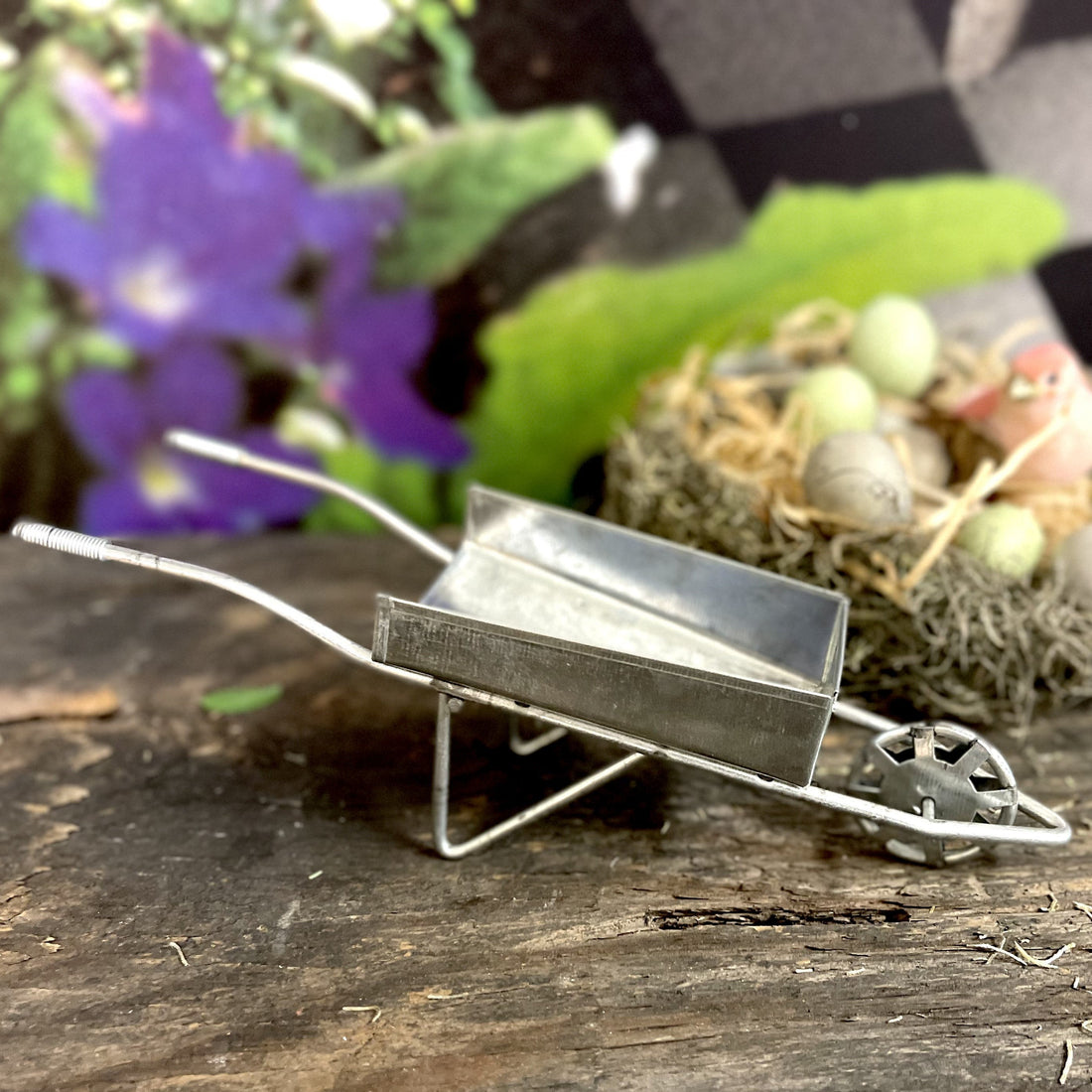 Mini Tin Wheelbarrow