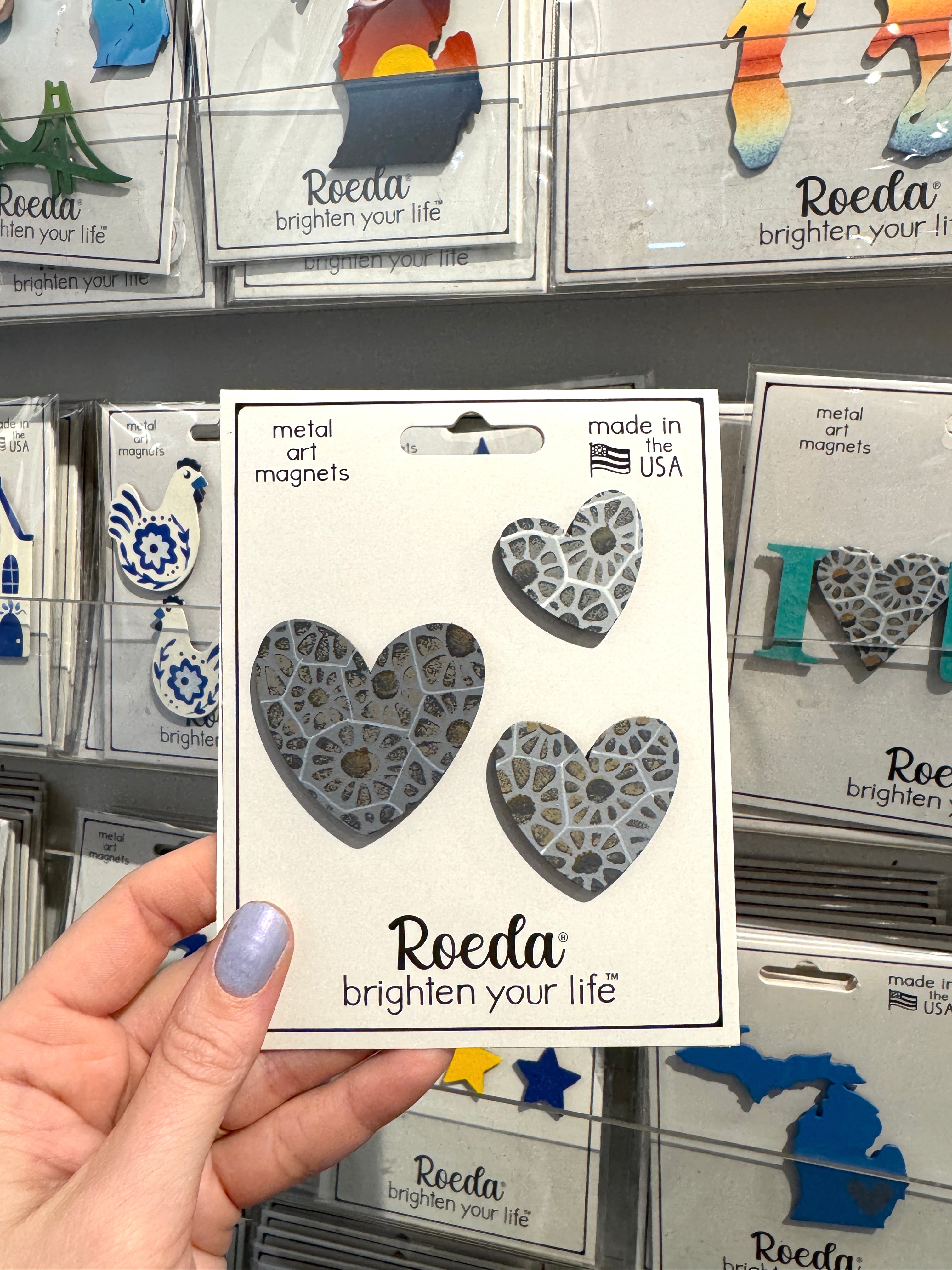 Petoskey Stone Heart Magnets S/3