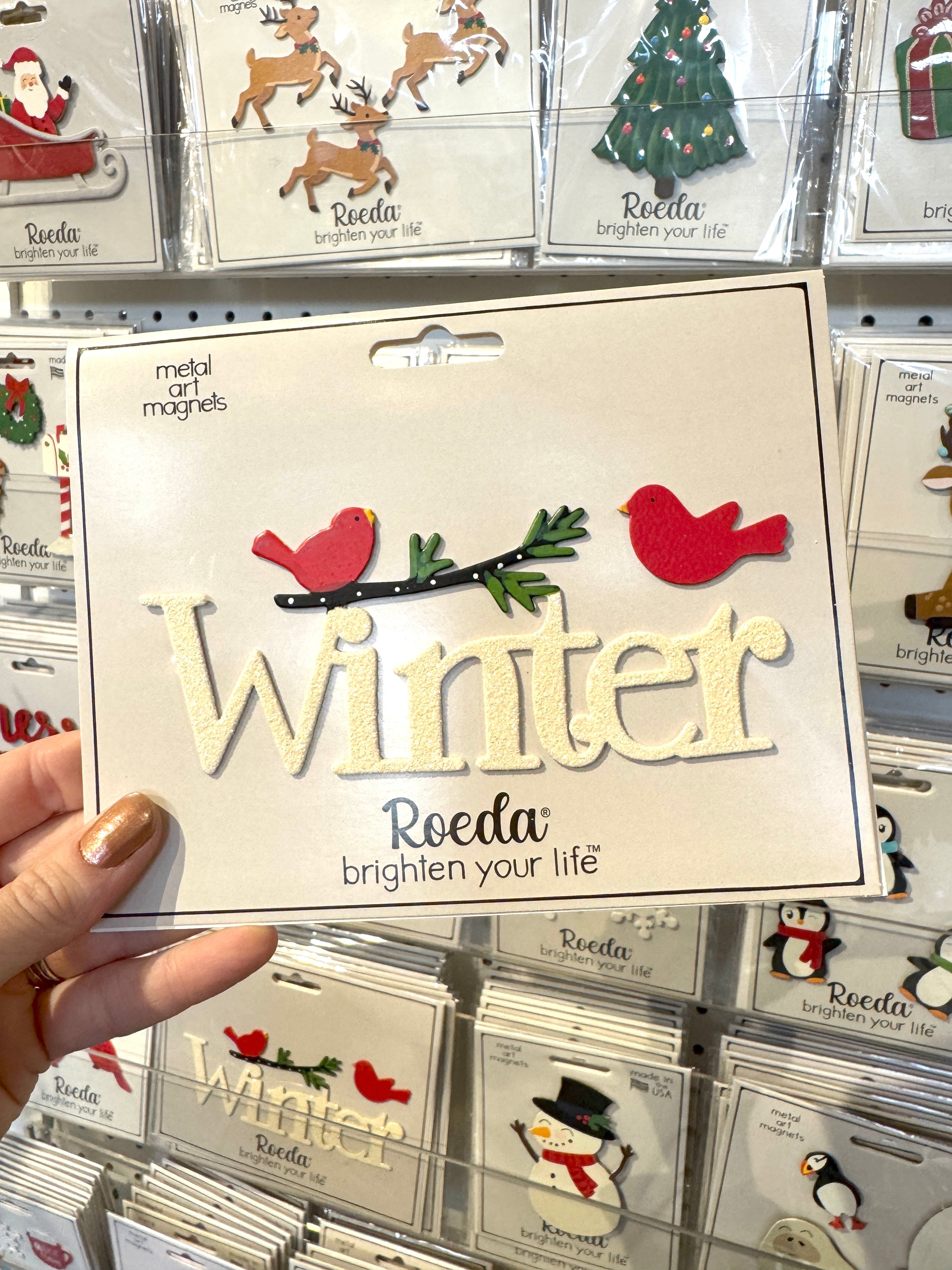 Winter w/ Bird Magnets S/2