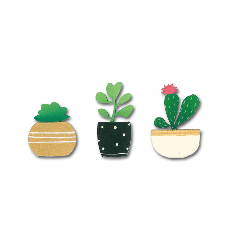 succulent magnets Embellish Your Story Succulents in Pots Set of 3 Assorted Magnets 13367m Made in USA, Green