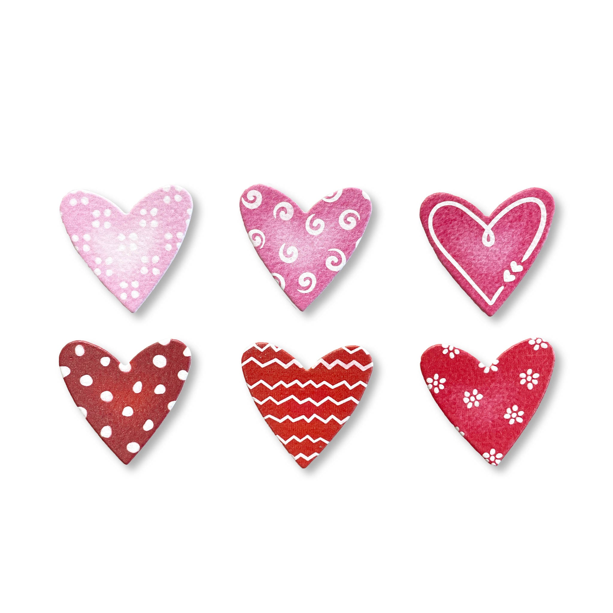 Herz mit Mustermagneten S/6 Rot/Rosa