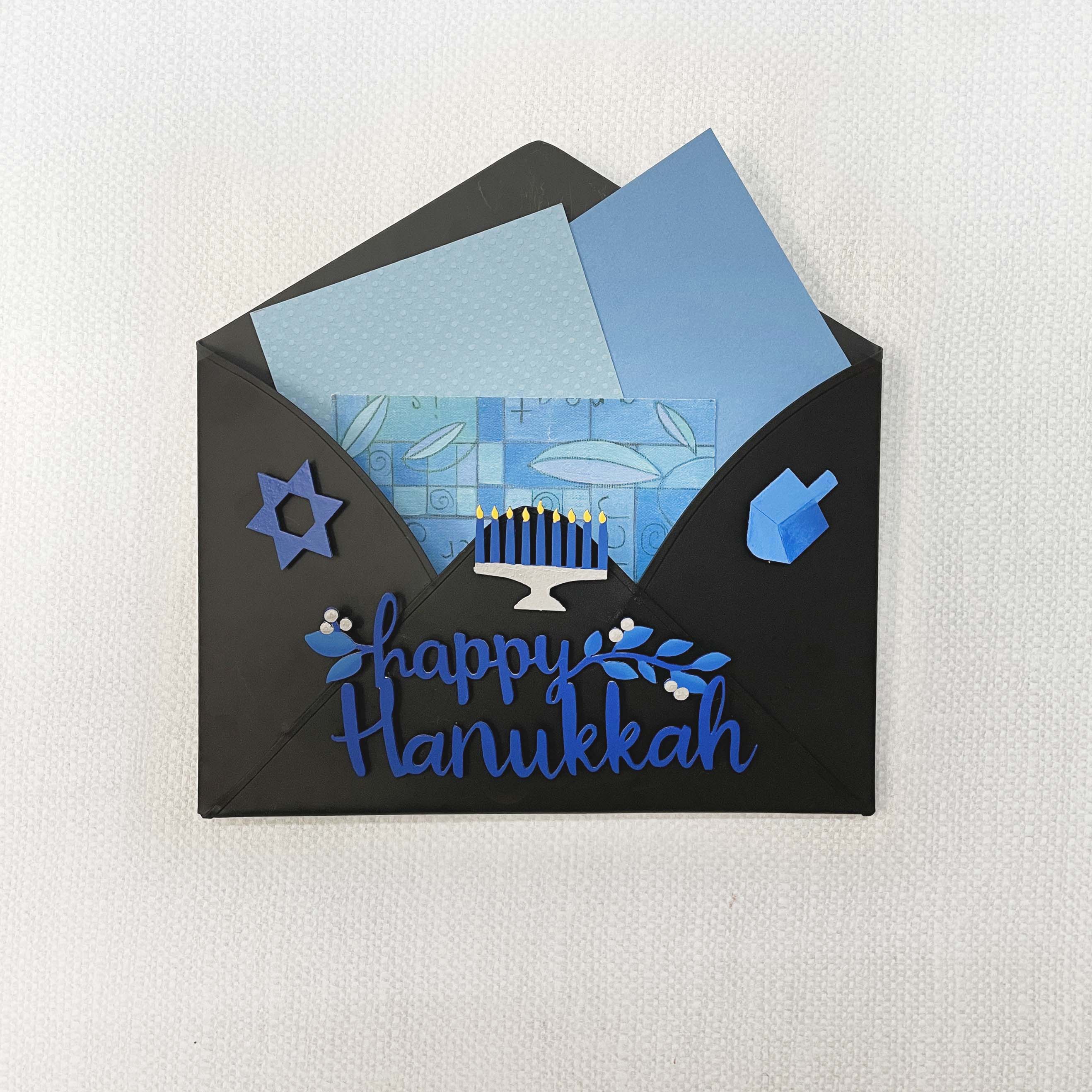 "Happy Hanukkah" Magnet Blue