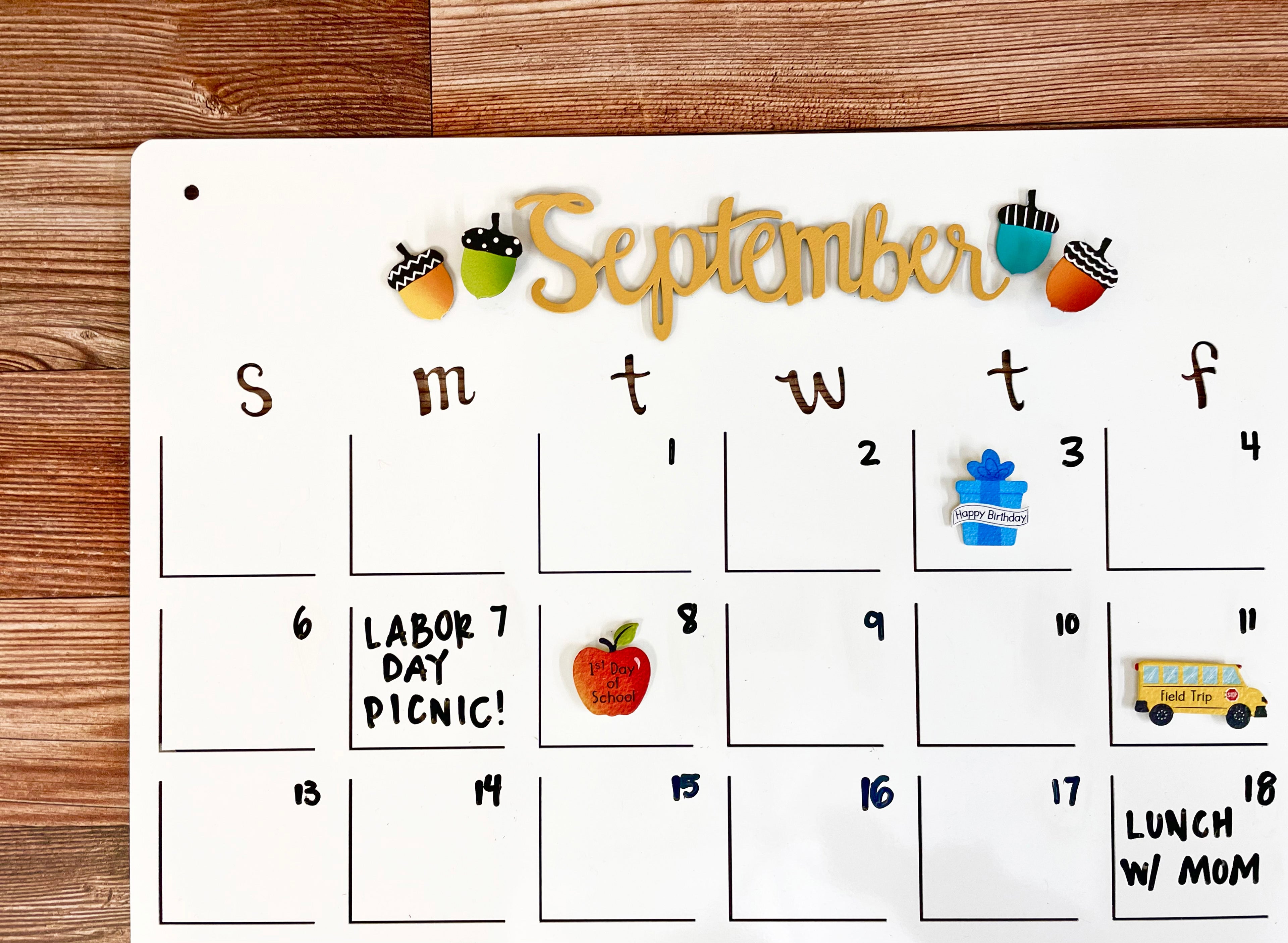 Perpetual Monthly Calendar - 19"h x 22"w