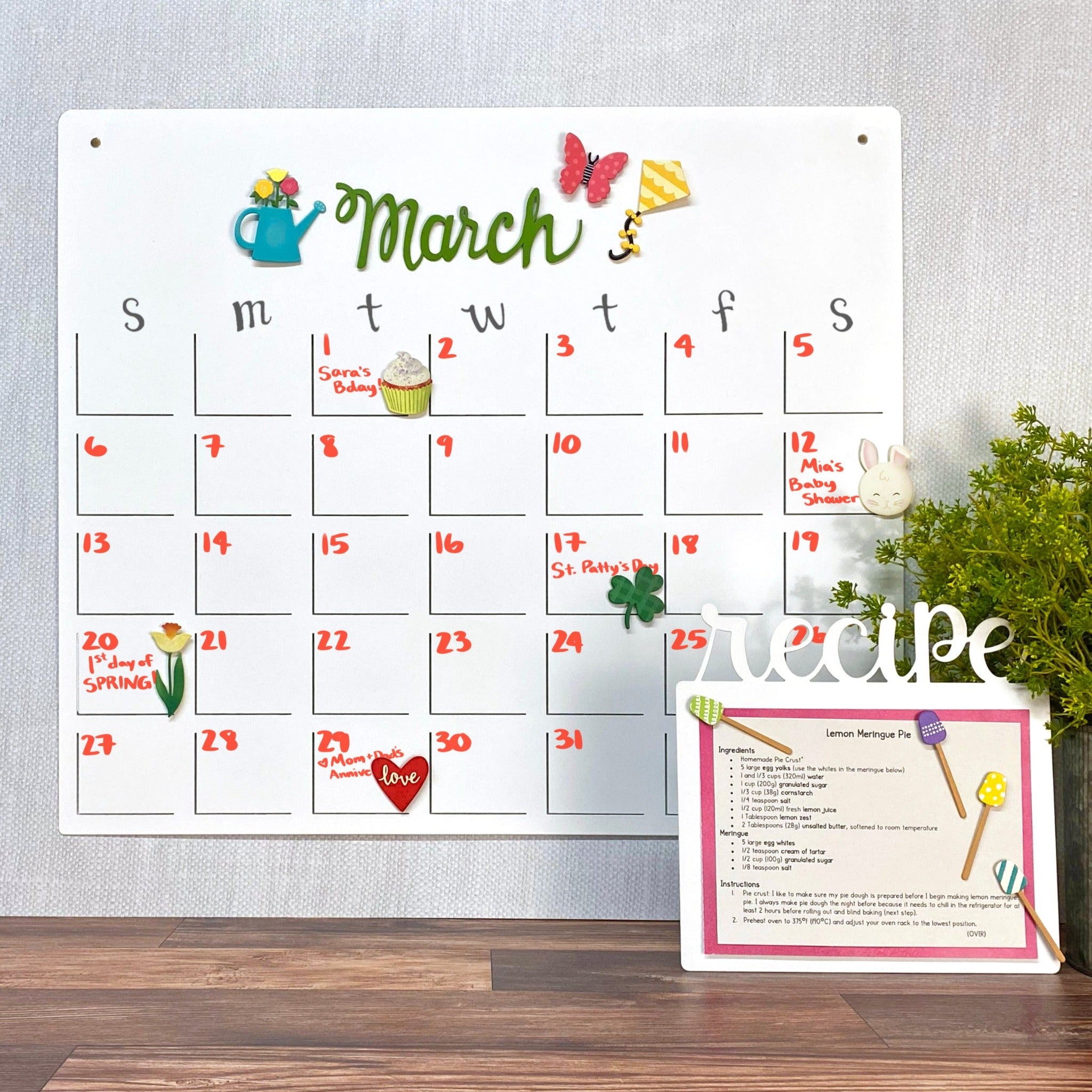 Perpetual Monthly Calendar - 19"h x 22"w