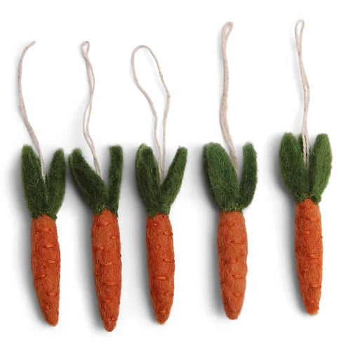 Felt Carrot Ornaments S/5