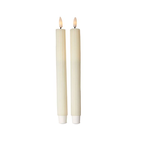 Ribbed LED Taper Candles S/2