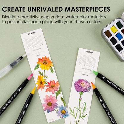 Watercolor Coloring Bookmarks -12 Sheets 140lb