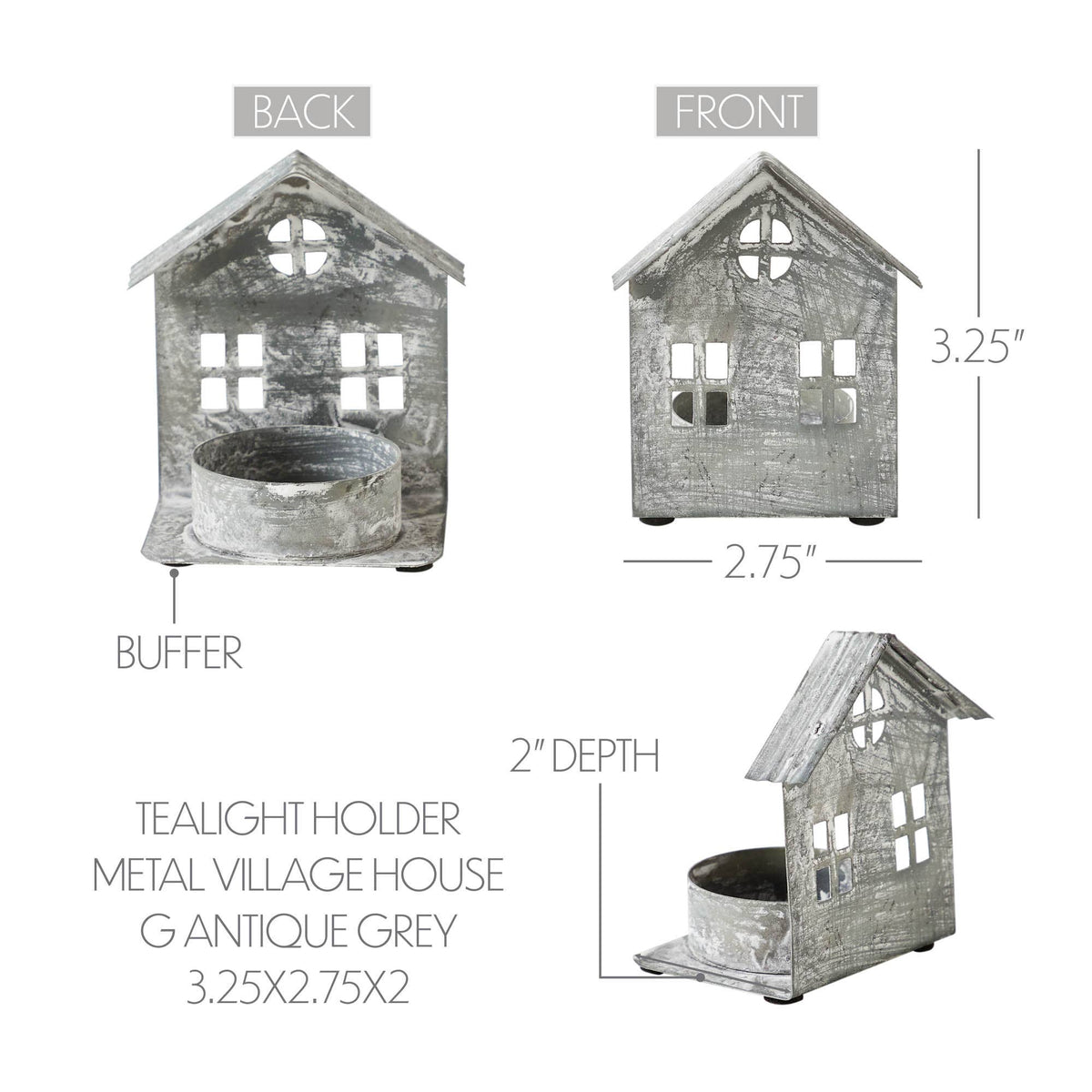 Metal Village House A Tealight Holder (3.25")