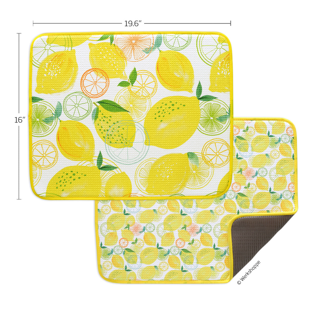 Lemon Plaid Dish Mat Set of 2